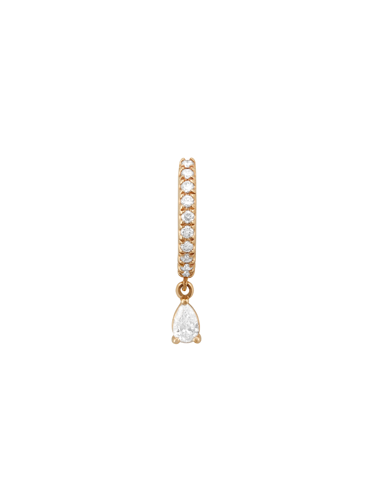 PAVÉ HUGGIE EARRING, PEAR DROP, 14K YELLOW GOLD