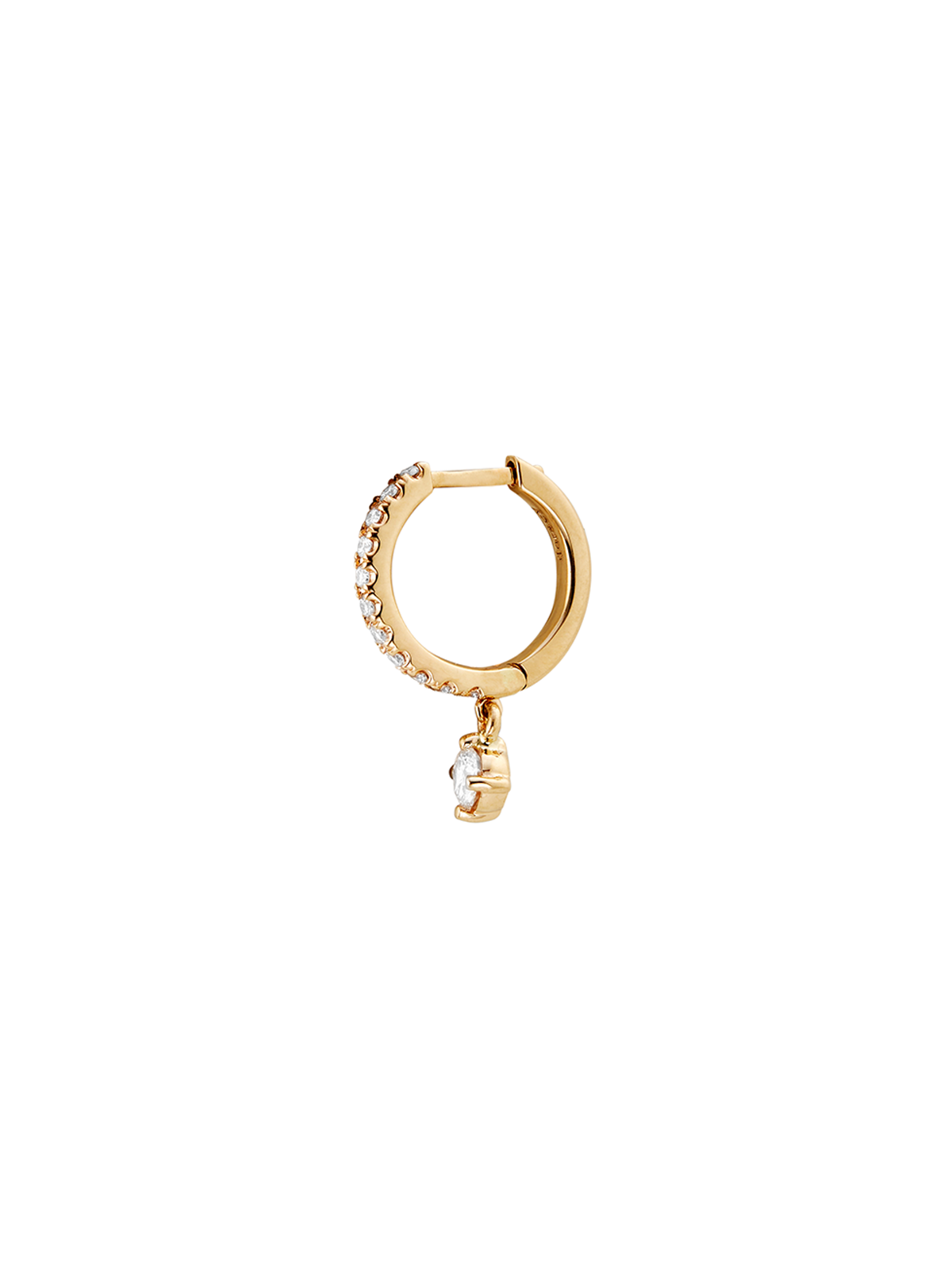 PAVÉ HUGGIE EARRING, ROUND DROP, 14K YELLOW GOLD