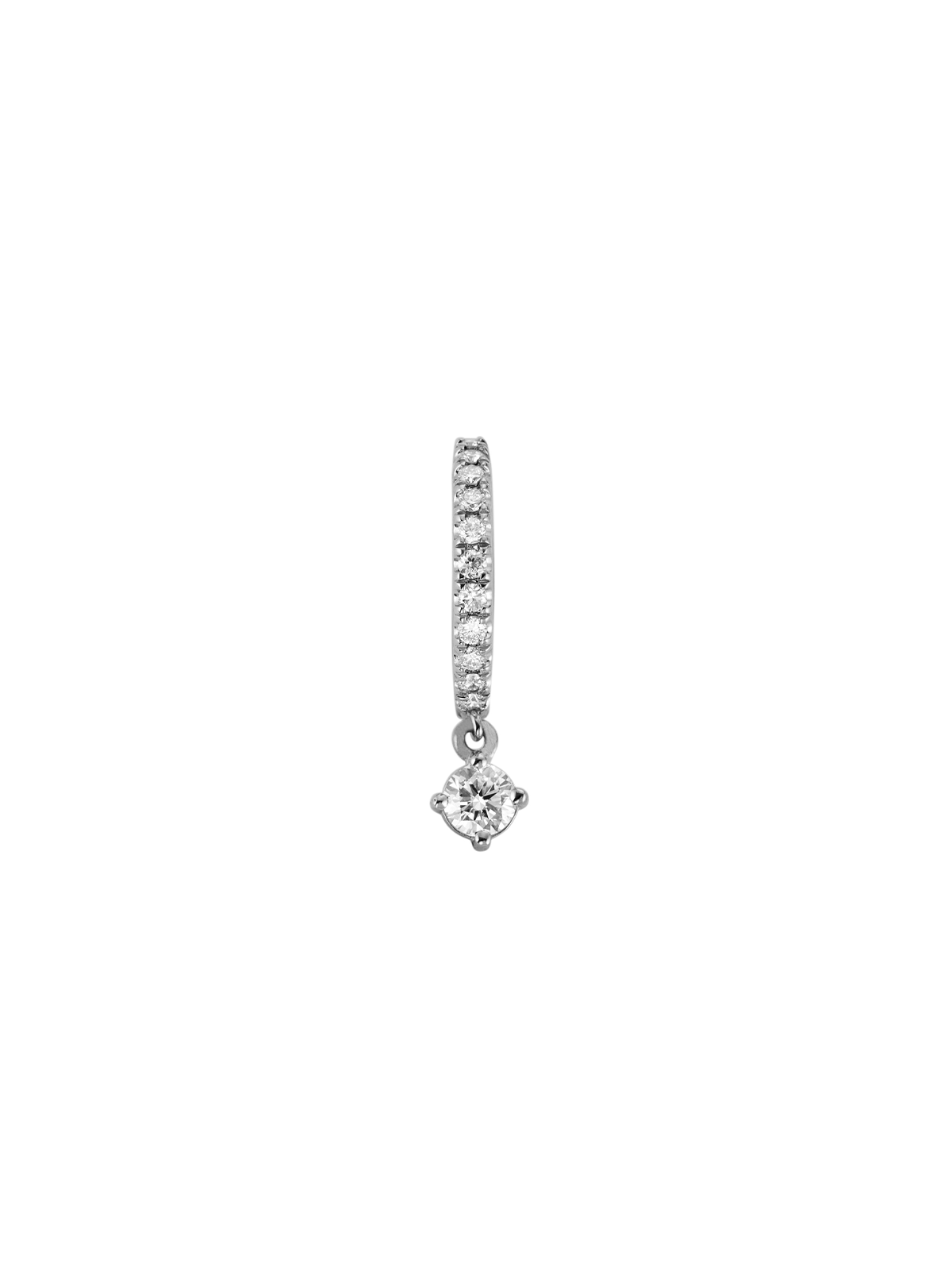 PAVÉ HUGGIE EARRING, ROUND DROP, 14K WHITE GOLD