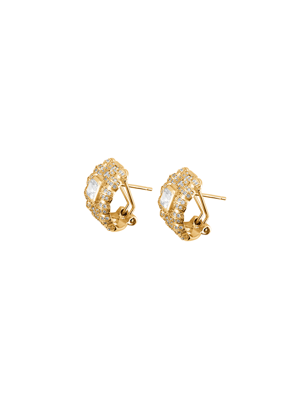 PETITE CRAWFORD ASSCHER CUT EARRINGS, GOLD