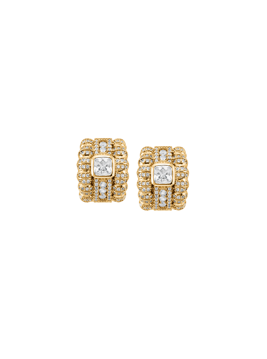 PETITE CRAWFORD ASSCHER CUT EARRINGS, GOLD