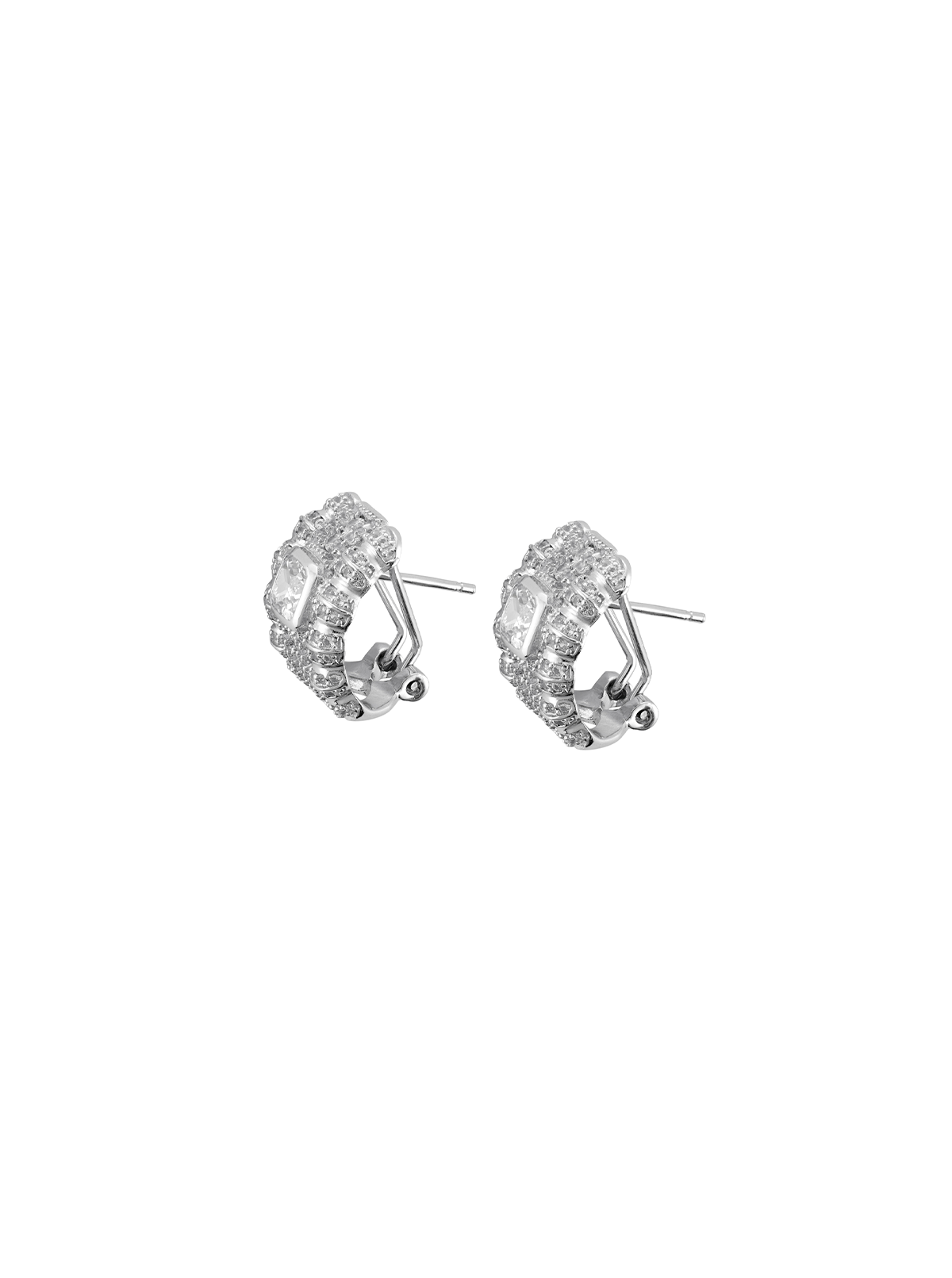 PETITE CRAWFORD ASSCHER CUT EARRINGS, SILVER