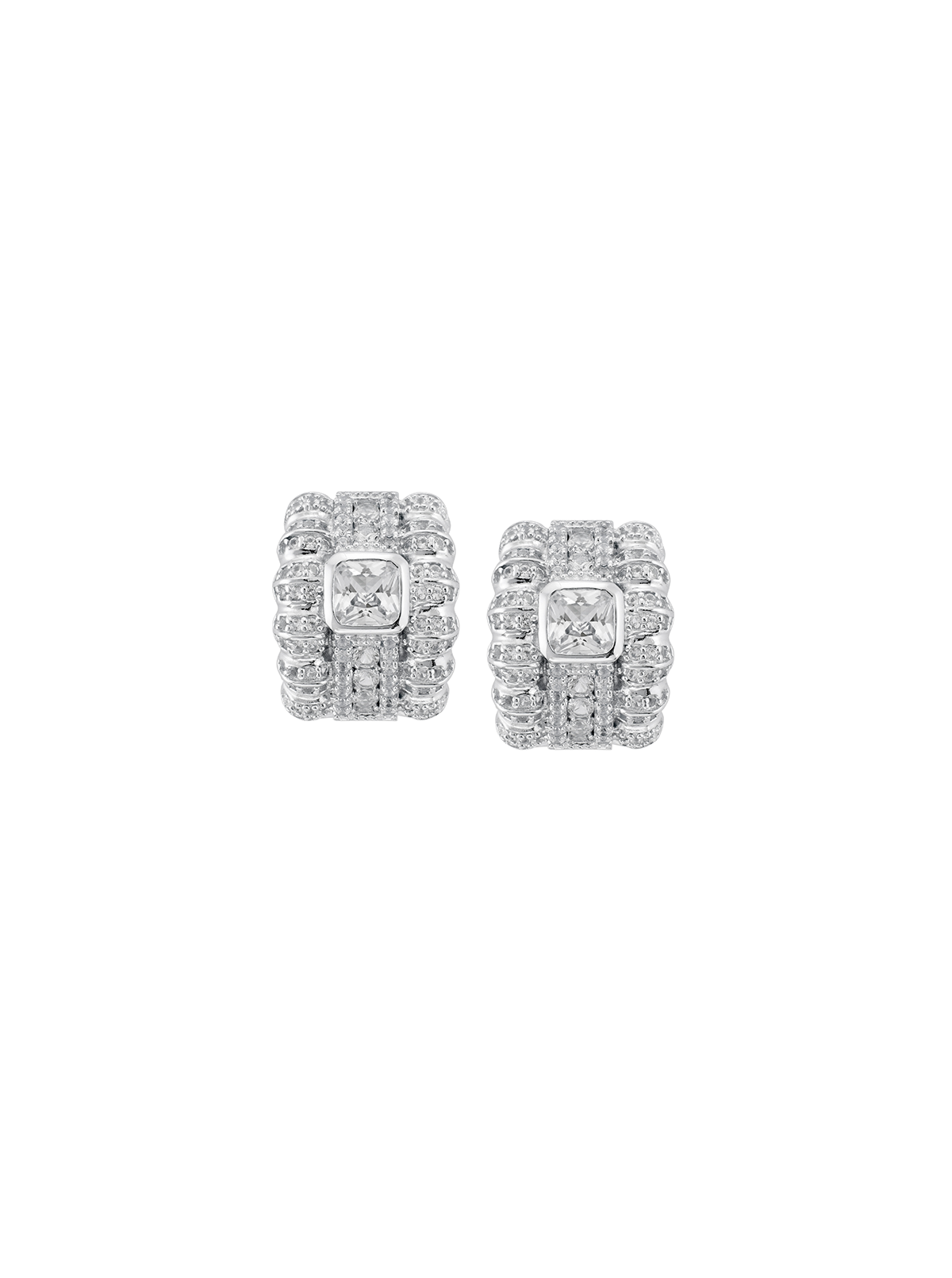 PETITE CRAWFORD ASSCHER CUT EARRINGS, SILVER