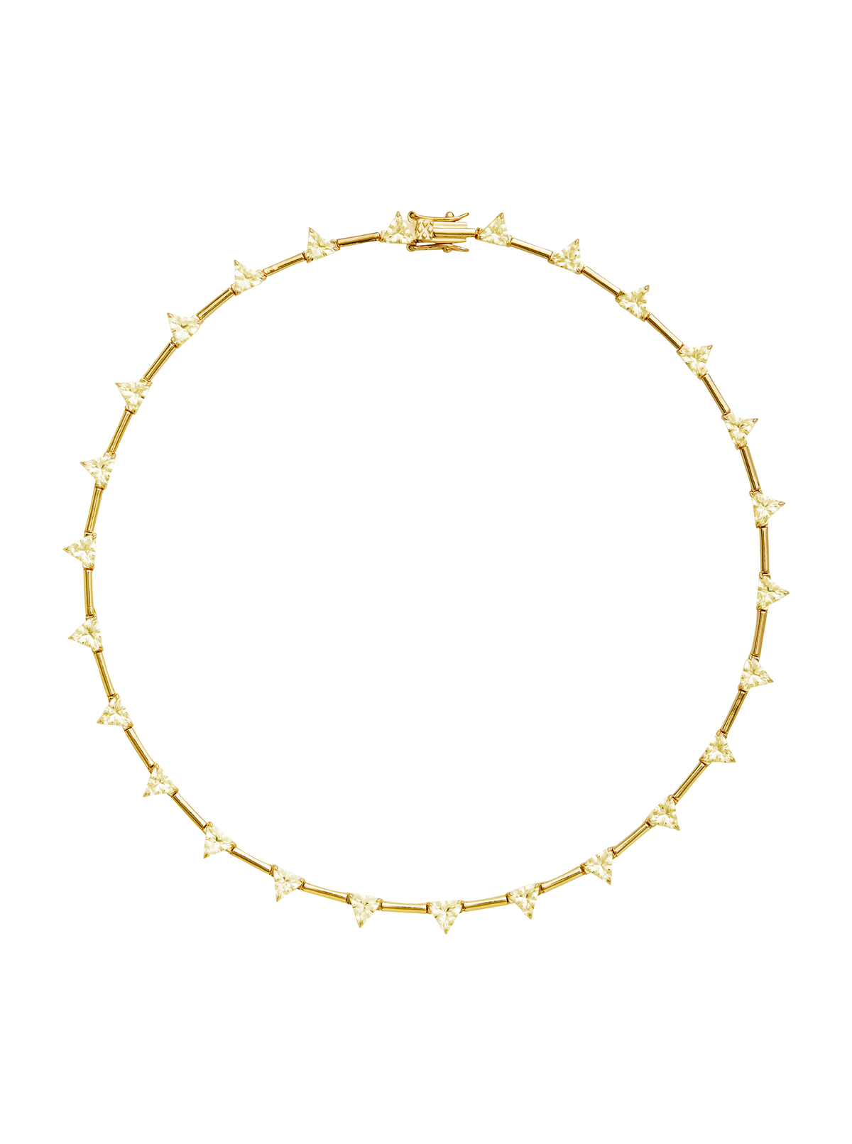 PETITE JULIEN TRILLION CUT, LAB YELLOW SAPPHIRE GOLD BAR NECKLACE