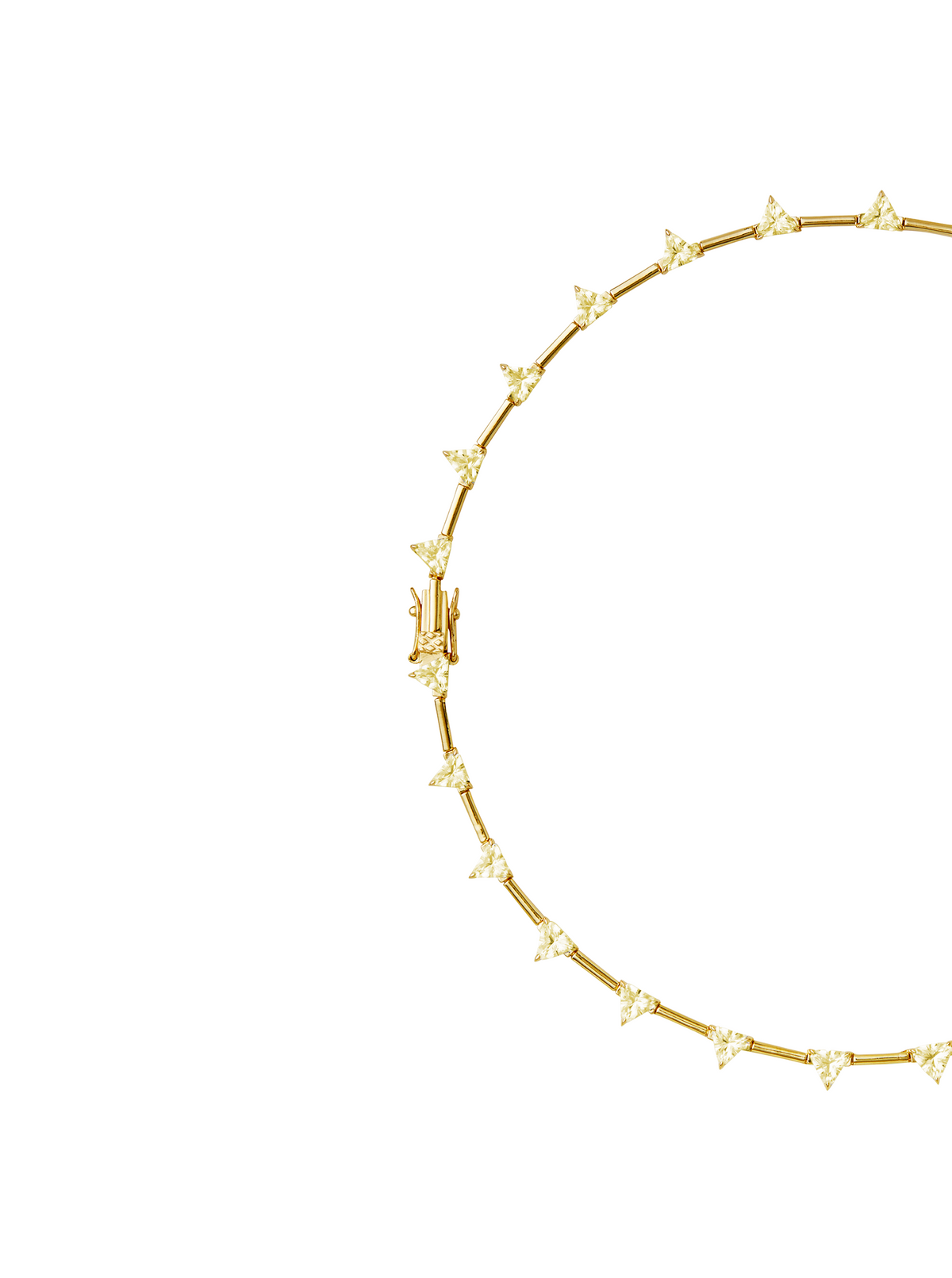 PETITE JULIEN TRILLION CUT, LAB YELLOW SAPPHIRE GOLD BAR NECKLACE