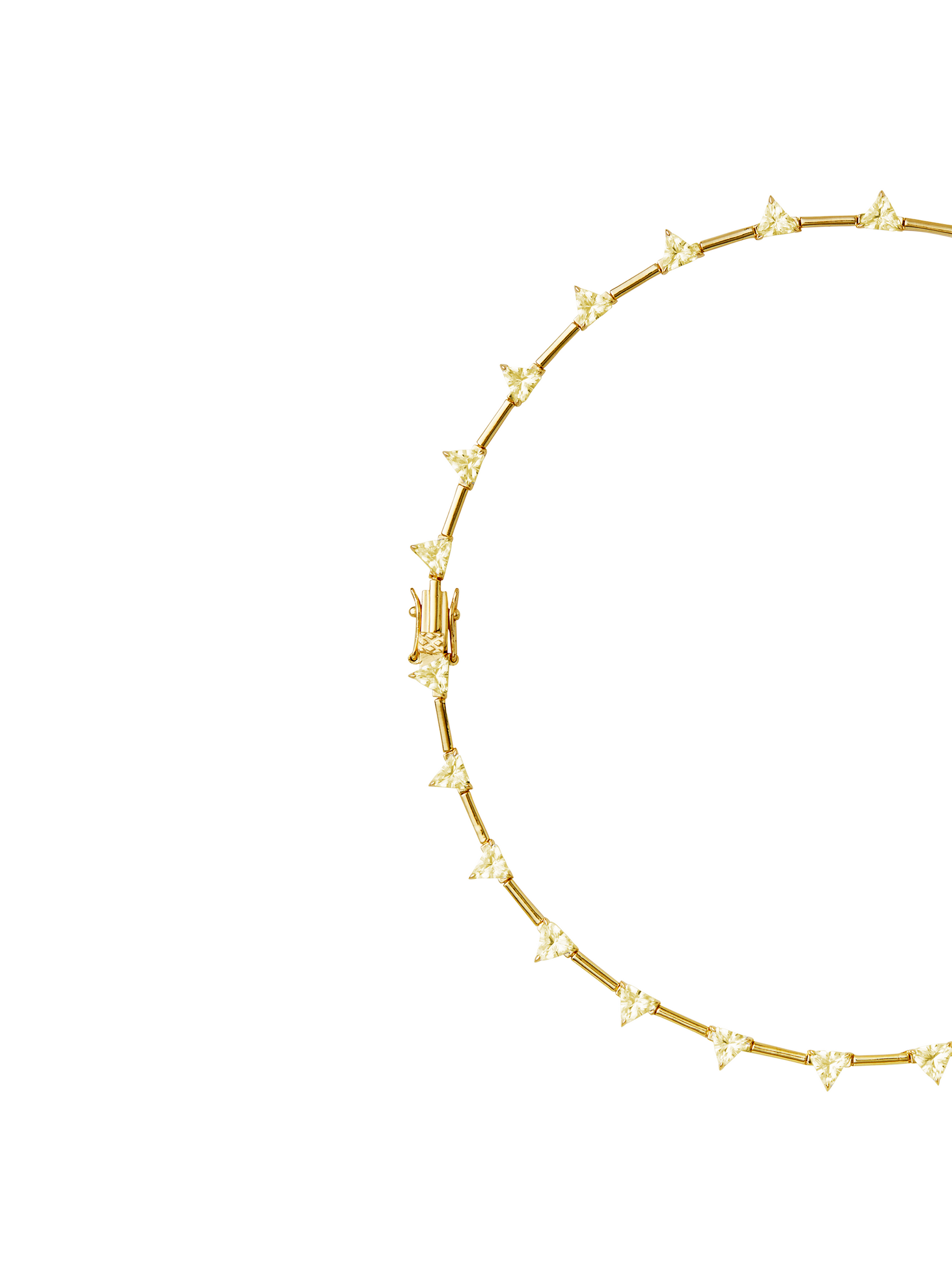 PETITE JULIEN TRILLION CUT, LAB YELLOW SAPPHIRE GOLD BAR NECKLACE