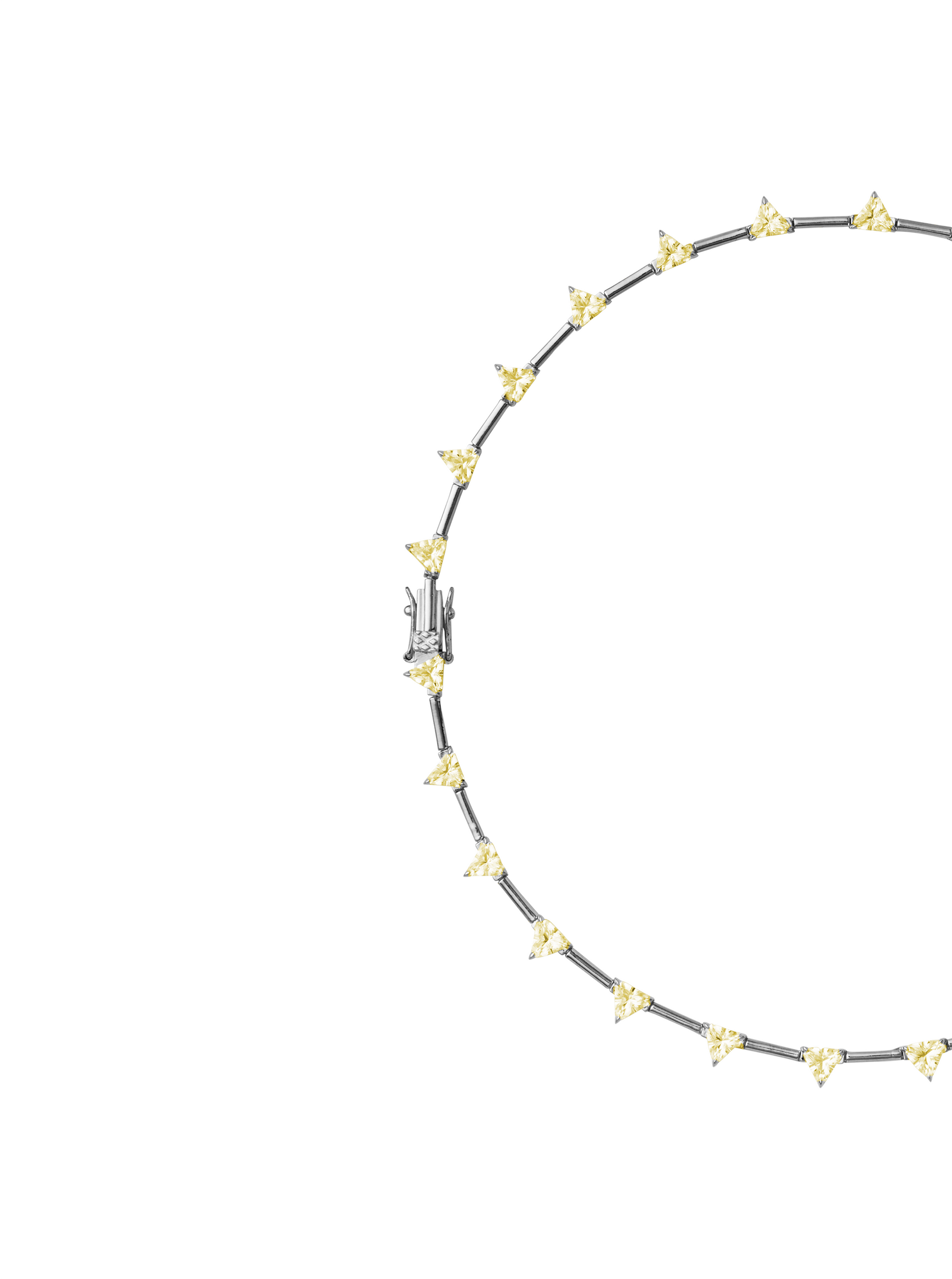 PETITE JULIEN TRILLION CUT, LAB YELLOW SAPPHIRE SILVER BAR NECKLACE