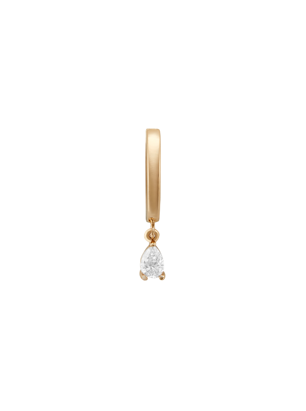 PLAIN HUGGIE EARRING, PEAR DROP, 14K YELLOW GOLD