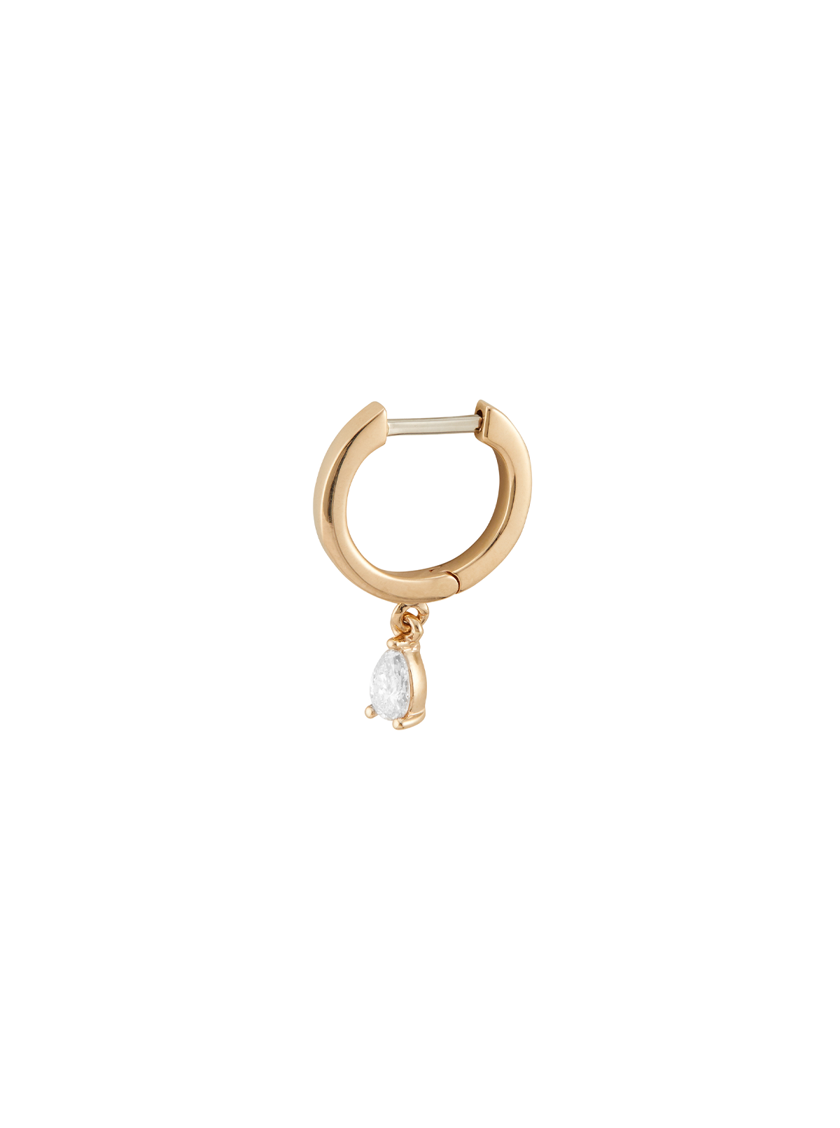 PLAIN HUGGIE EARRING, PEAR DROP, 14K YELLOW GOLD