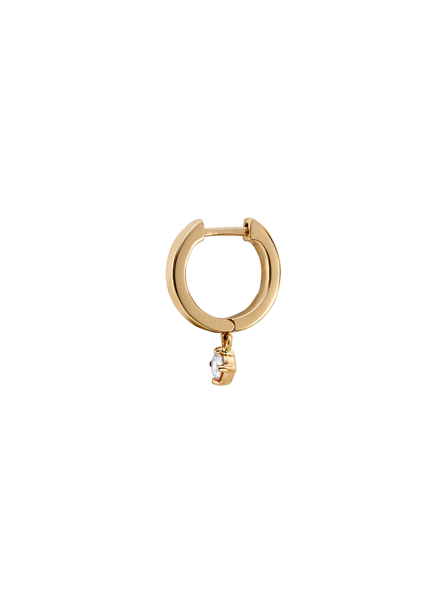 PLAIN HUGGIE EARRING, ROUND DROP, GOLD