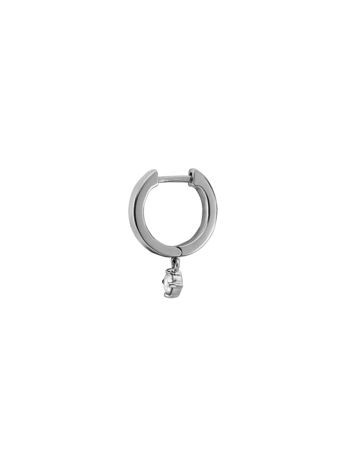 PLAIN HUGGIE EARRING, ROUND DROP, 14K WHITE GOLD