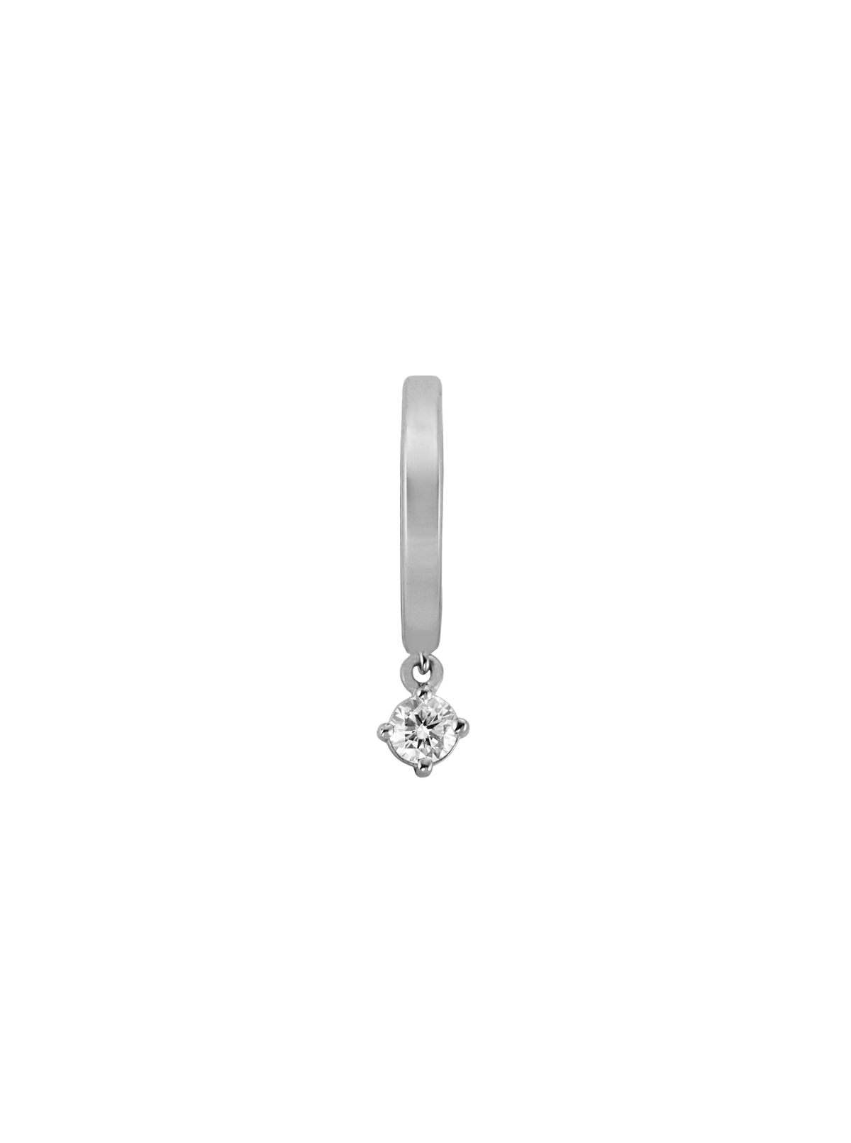 PLAIN HUGGIE EARRING, ROUND DROP, 14K WHITE GOLD