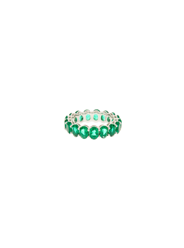 OVAL CUT ETERNITY BAND, NANO CRYSTAL EMERALD, SILVER