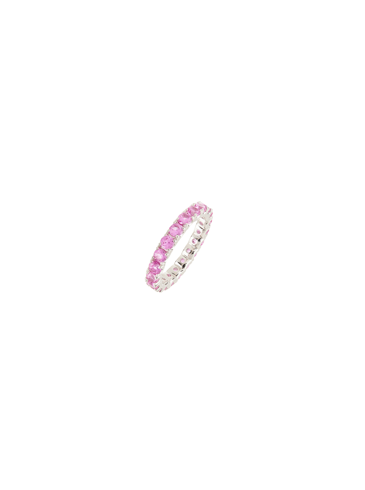 ROUND CUT ETERNITY BAND, LAB PINK SAPPHIRE, SILVER