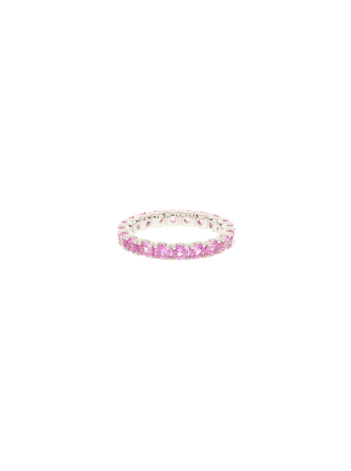 ROUND CUT ETERNITY BAND, LAB PINK SAPPHIRE, SILVER