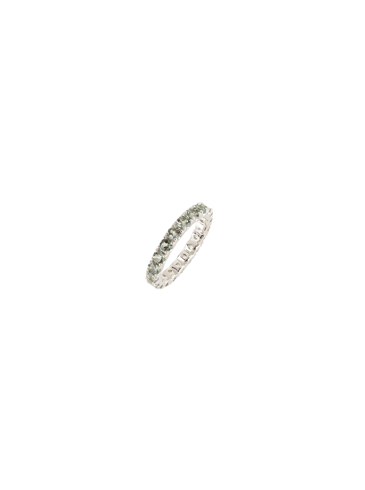 ROUND CUT ETERNITY BAND, LAB LIGHT GREEN SPINEL, SILVER