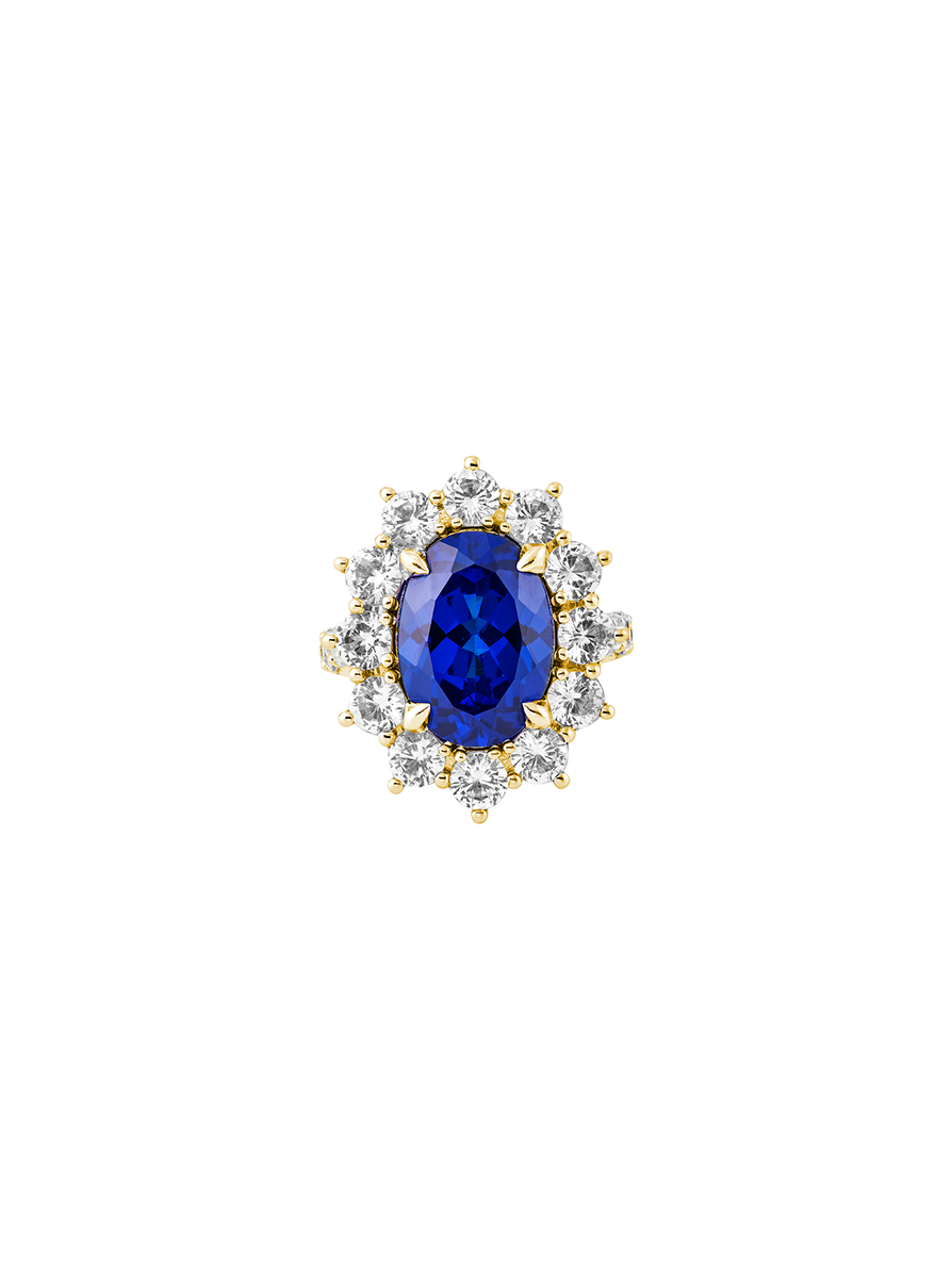 SPENCER, LAB BLUE SAPPHIRE RING, GOLD