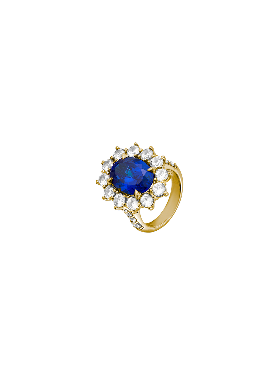 SPENCER, LAB BLUE SAPPHIRE RING, GOLD