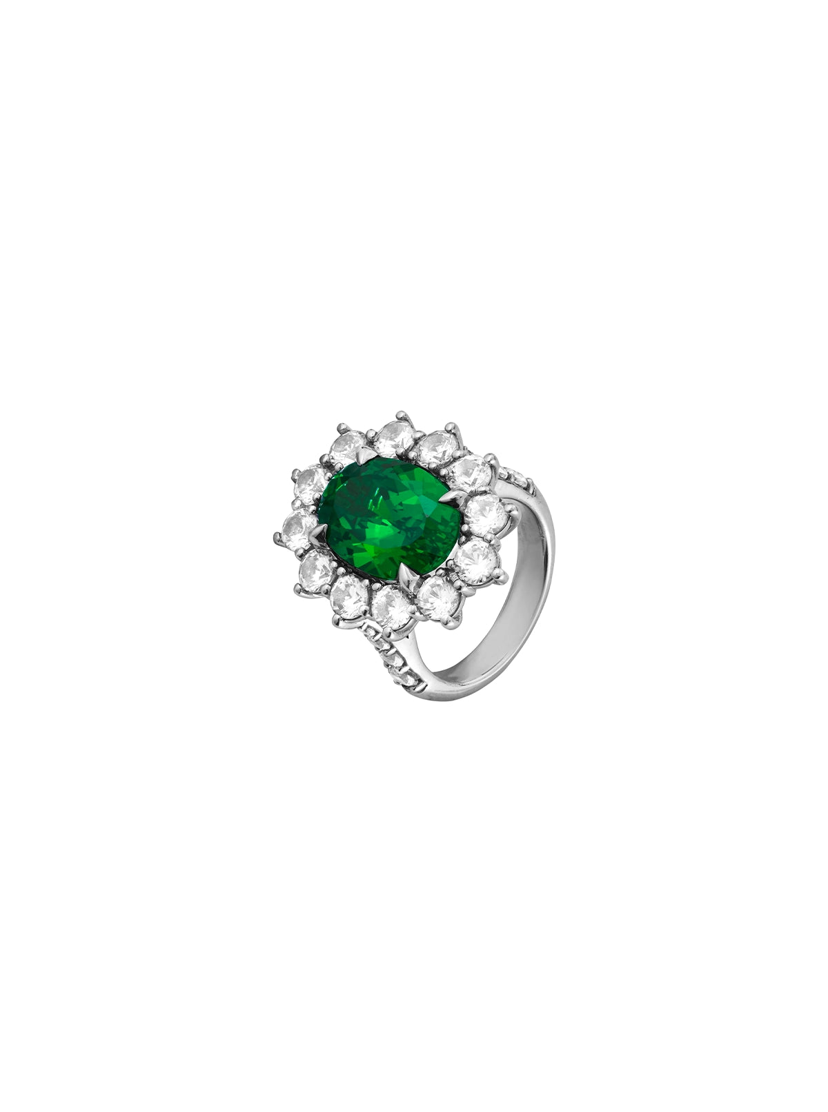 SPENCER, LAB EMERALD RING, SILVER