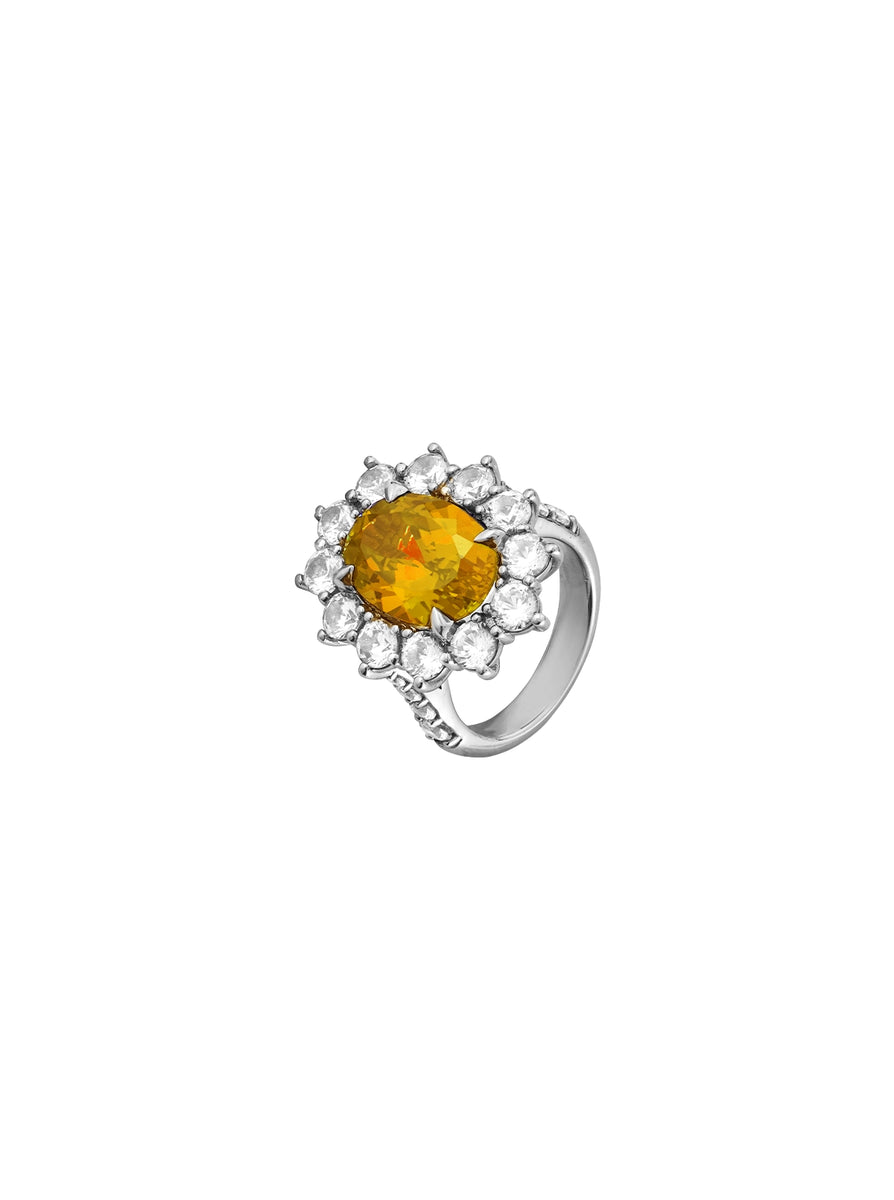 SPENCER, LAB YELLOW SAPPHIRE RING, SILVER