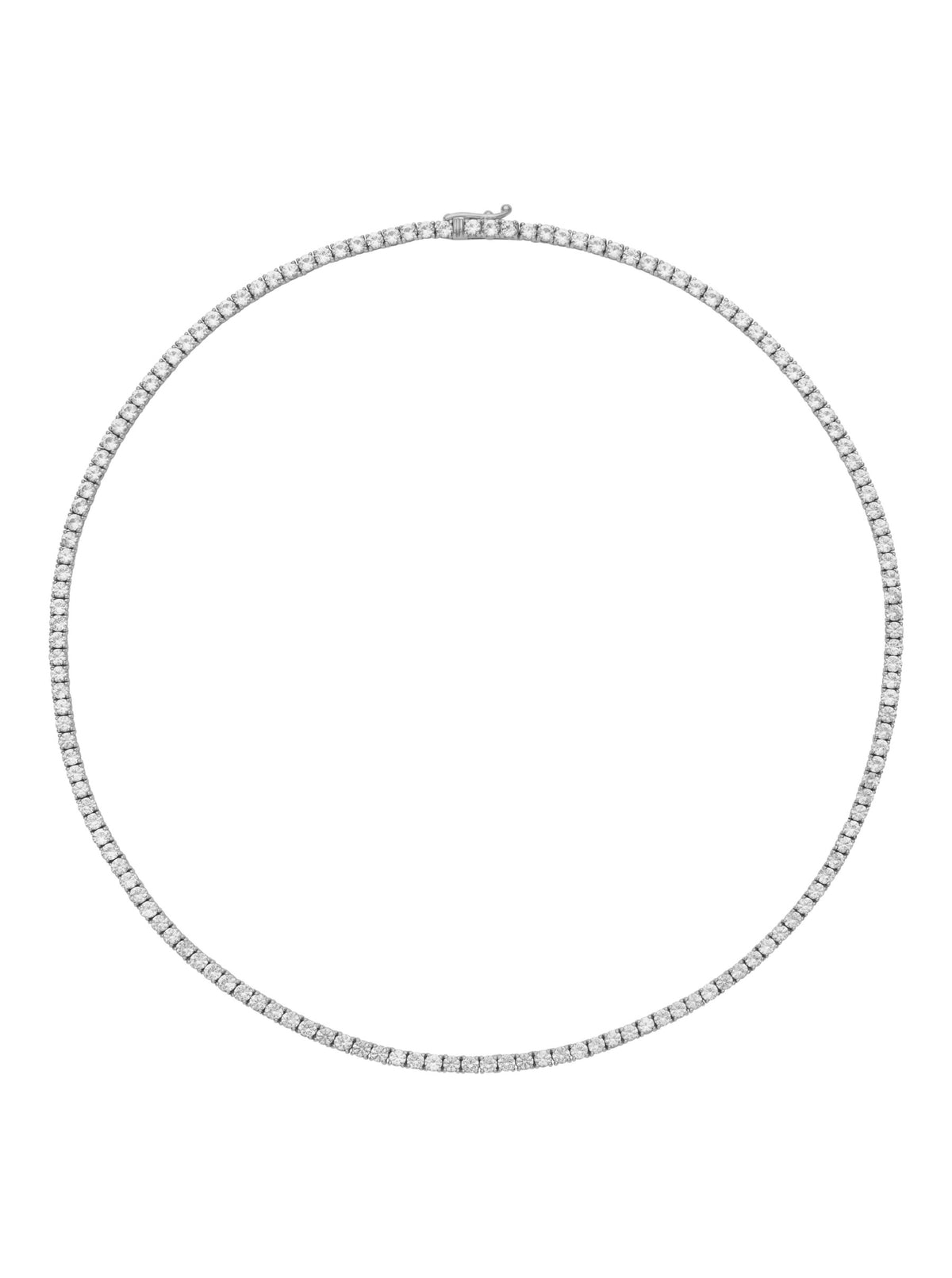 14K WHITE GOLD MOSS ROUND CUT, 2.5MM 4-PRONG, LAB DIAMOND RIVIÈRE NECKLACE