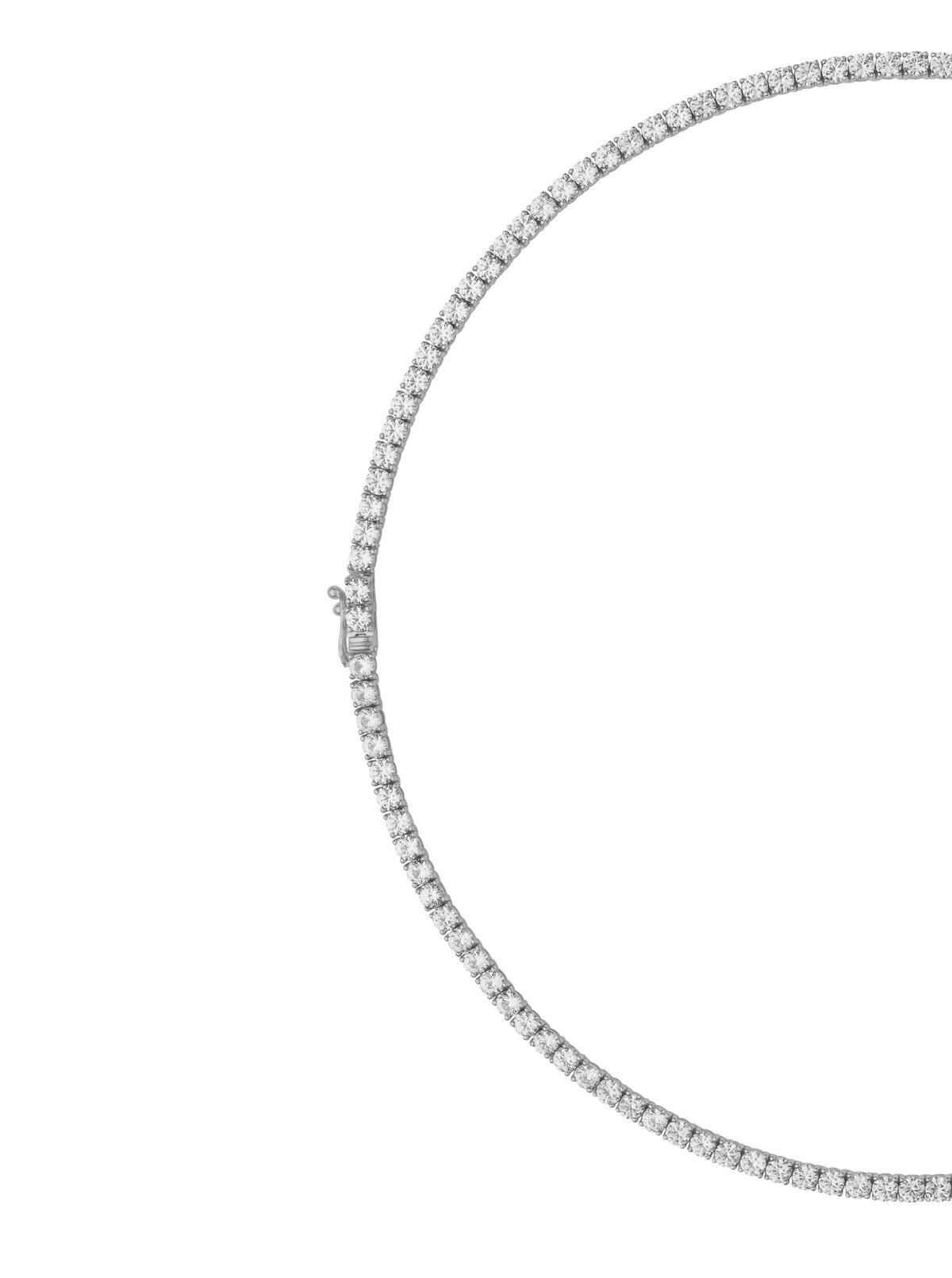 14K WHITE GOLD MOSS ROUND CUT, 3MM 4-PRONG, LAB DIAMOND RIVIÈRE NECKLACE