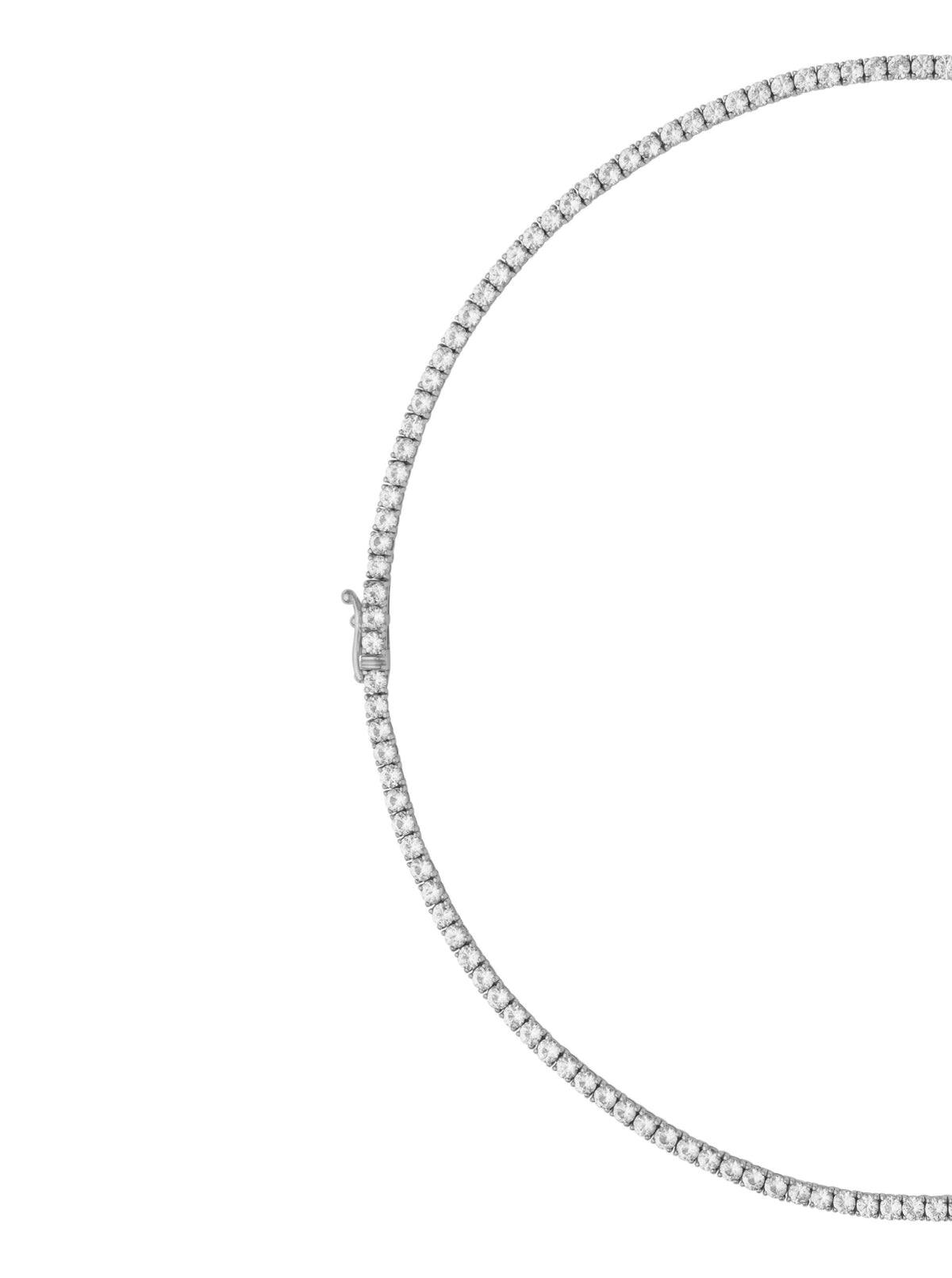 14K WHITE GOLD MOSS ROUND CUT, 2.5MM 4-PRONG, LAB DIAMOND RIVIÈRE NECKLACE