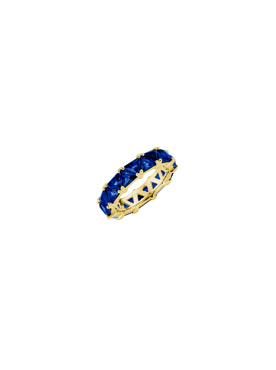 THEODORA DOUBLE TRILLION, LAB BLUE SAPPHIRE RING, GOLD