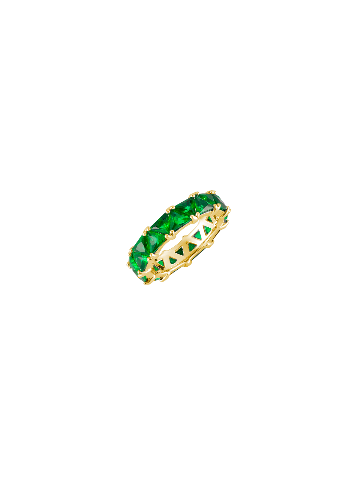 THEODORA DOUBLE TRILLION, LAB EMERALD RING, GOLD