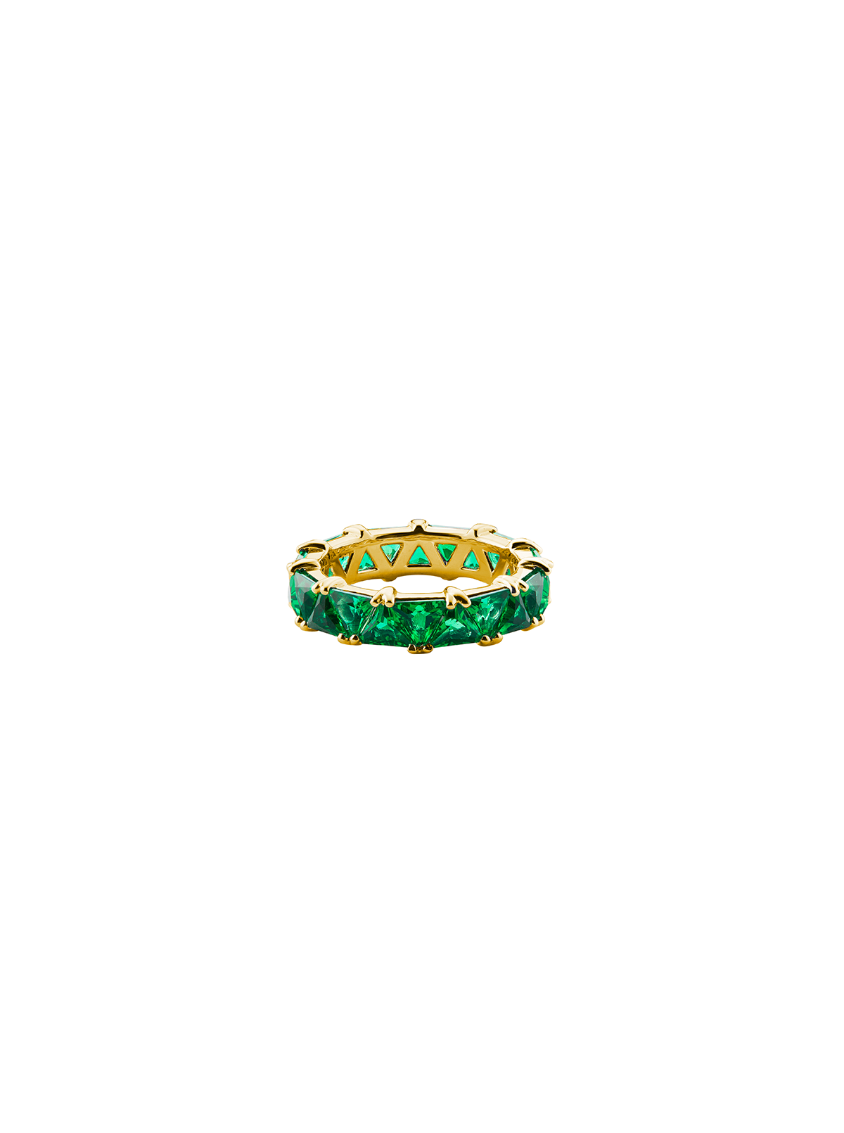 THEODORA DOUBLE TRILLION, LAB EMERALD RING, GOLD