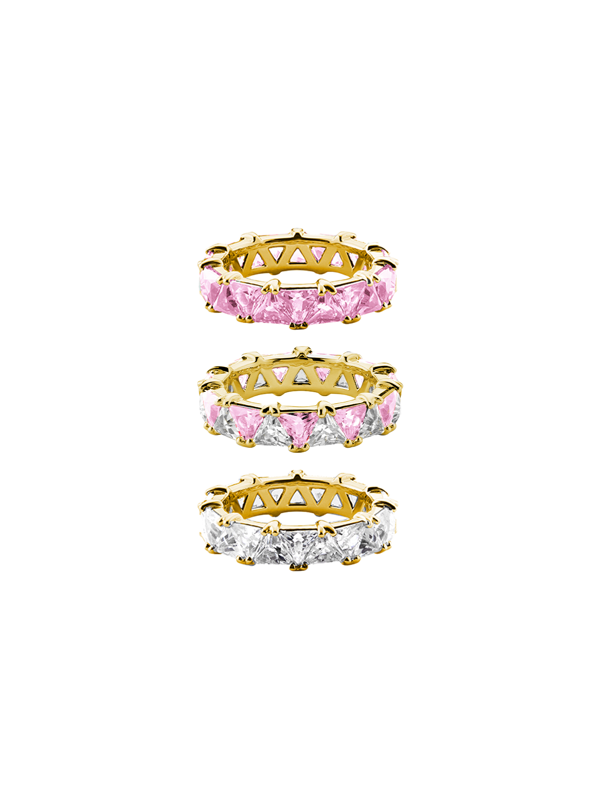 THEODORA DOUBLE TRILLION PINK SAPPHIRE RING STACK, GOLD