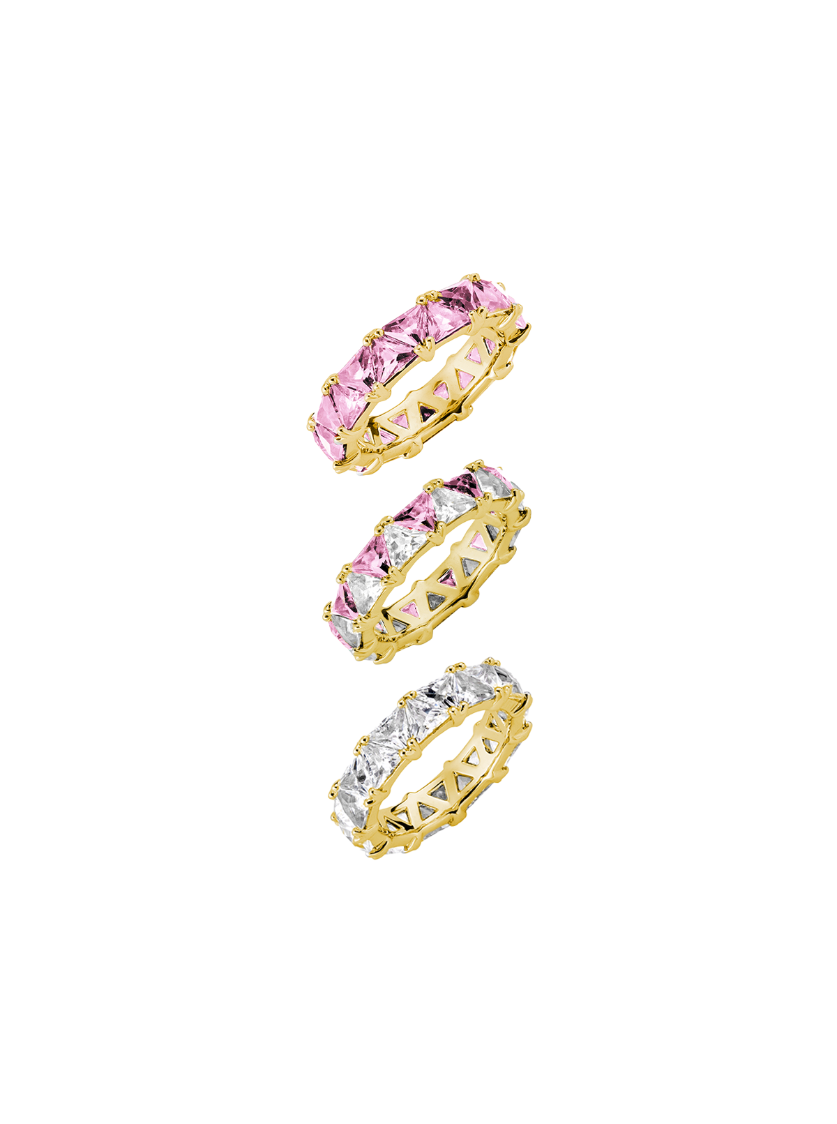 THEODORA DOUBLE TRILLION PINK SAPPHIRE RING STACK, GOLD