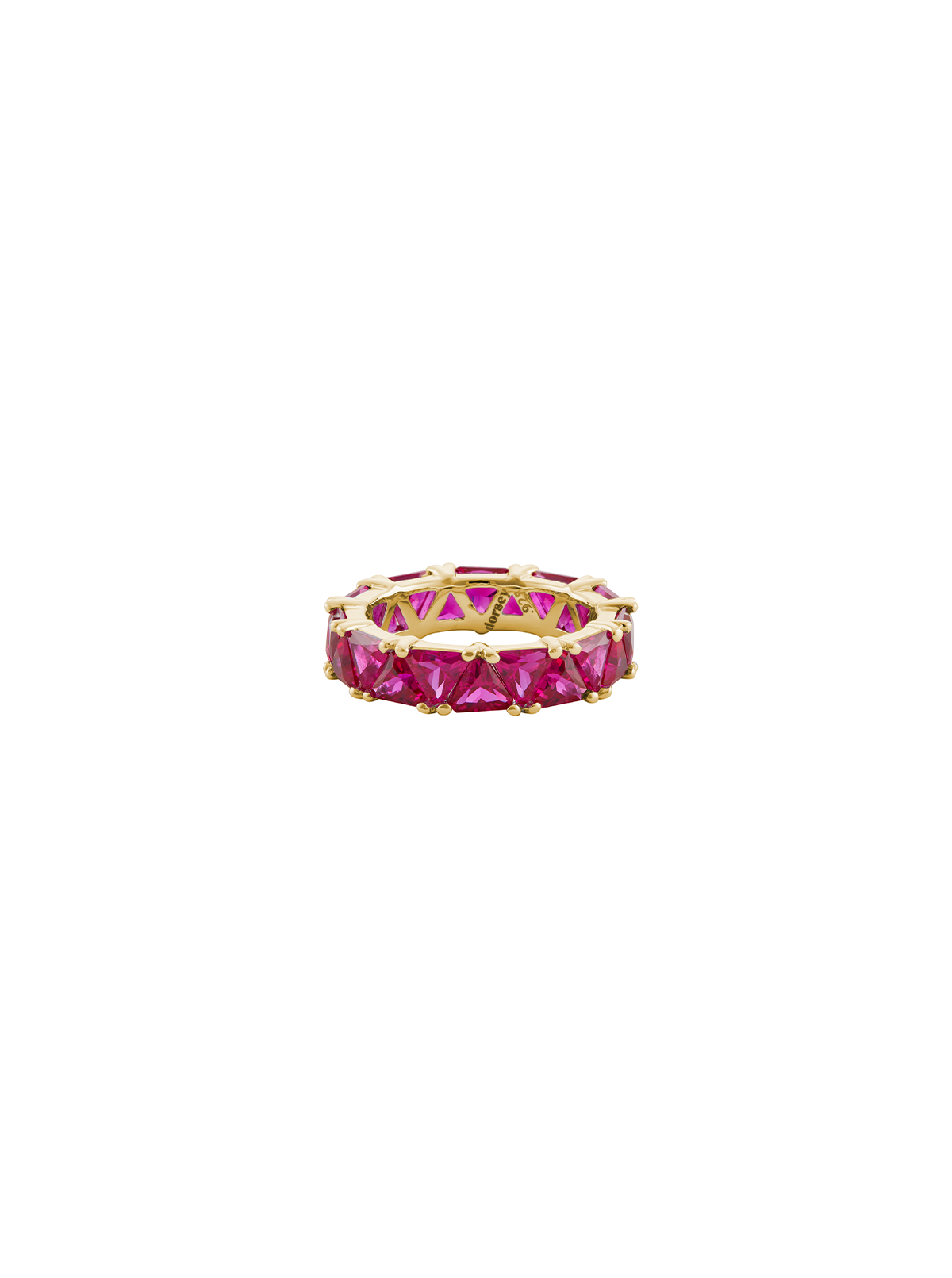 THEODORA DOUBLE TRILLION, LAB RED SAPPHIRE RING, GOLD