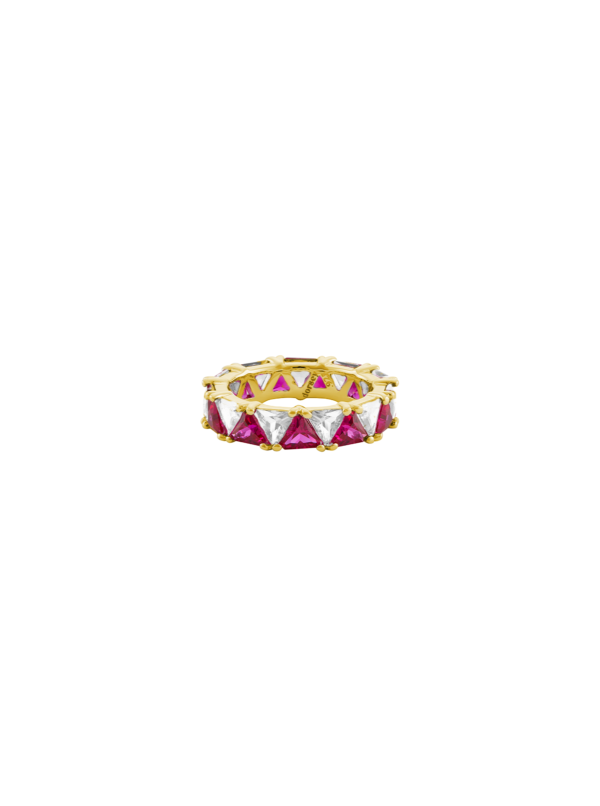 THEODORA DOUBLE TRILLION, LAB WHITE AND RED SAPPHIRE RING, GOLD