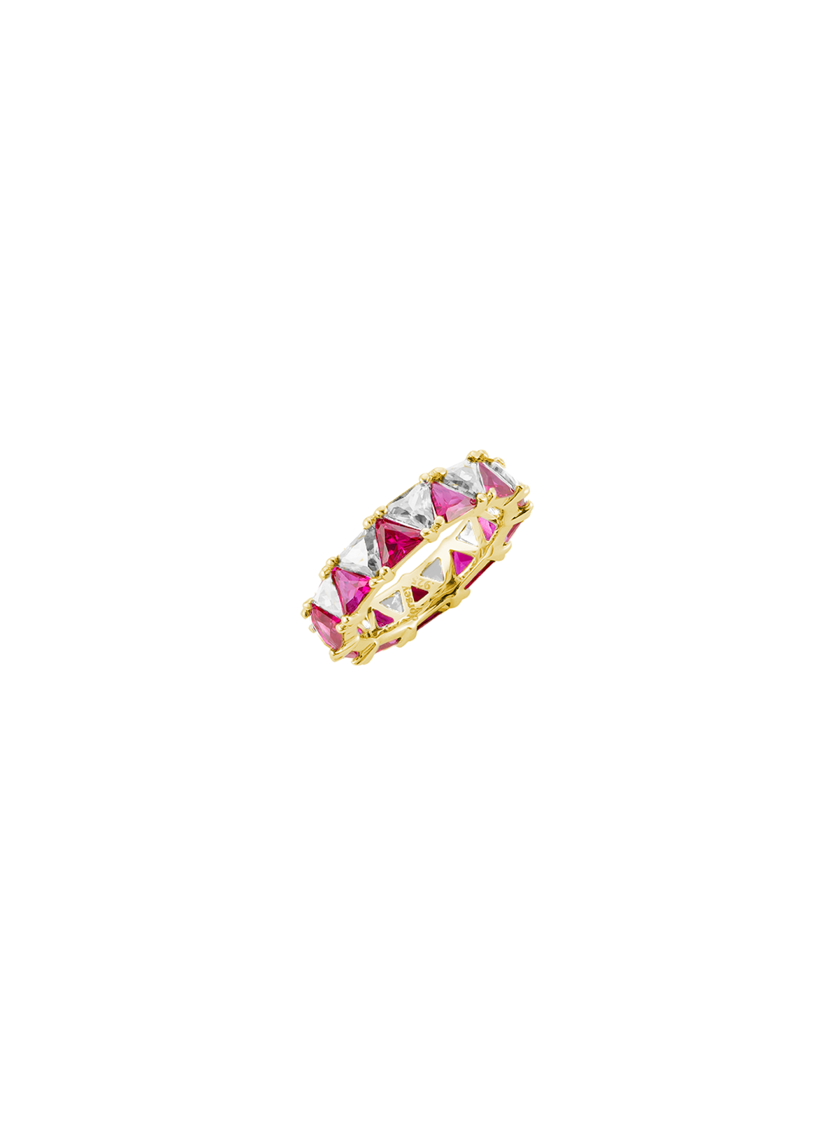 THEODORA DOUBLE TRILLION, LAB WHITE AND RED SAPPHIRE RING, GOLD