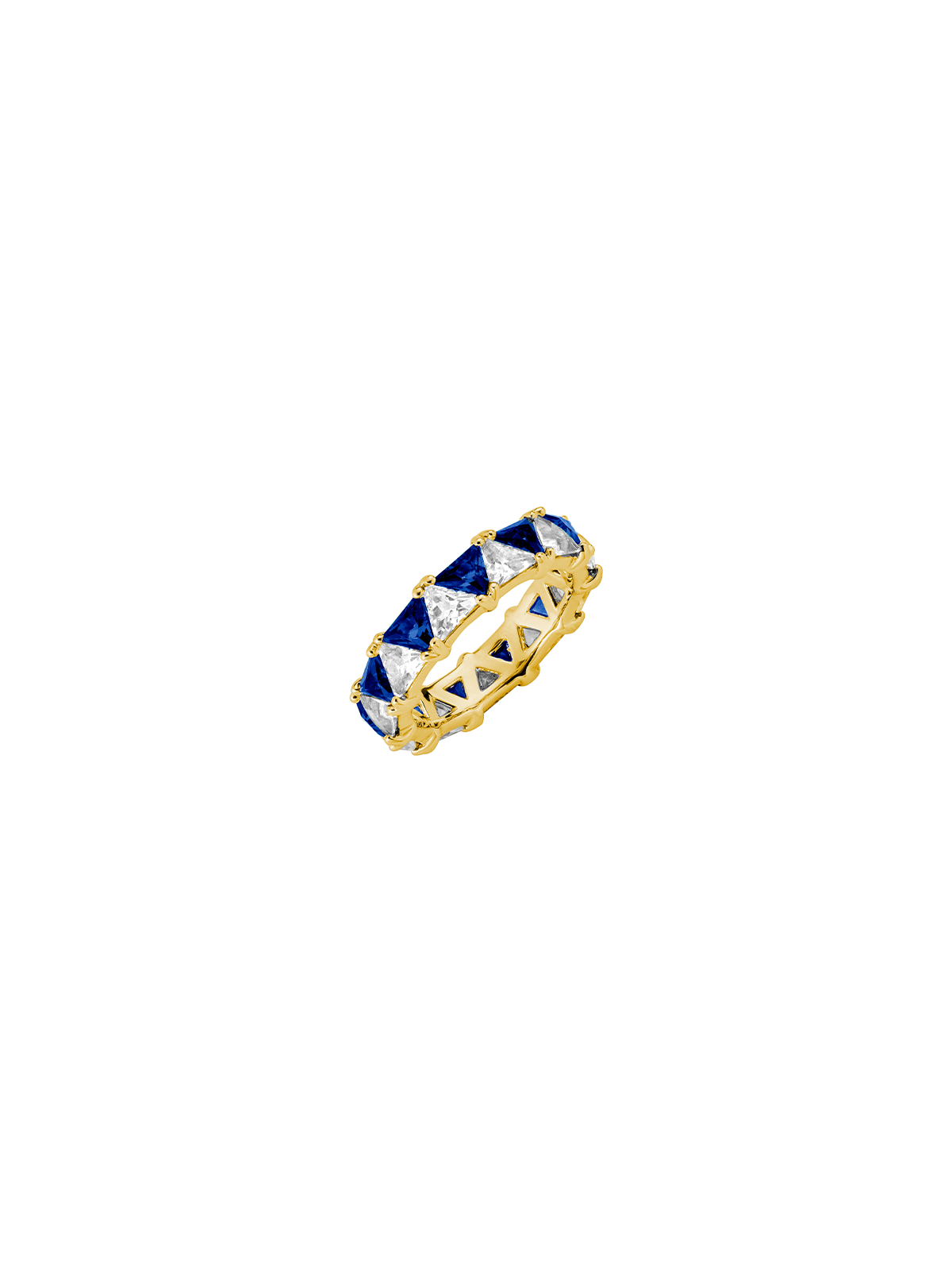 THEODORA DOUBLE TRILLION, LAB BLUE AND WHITE SAPPHIRE RING, GOLD