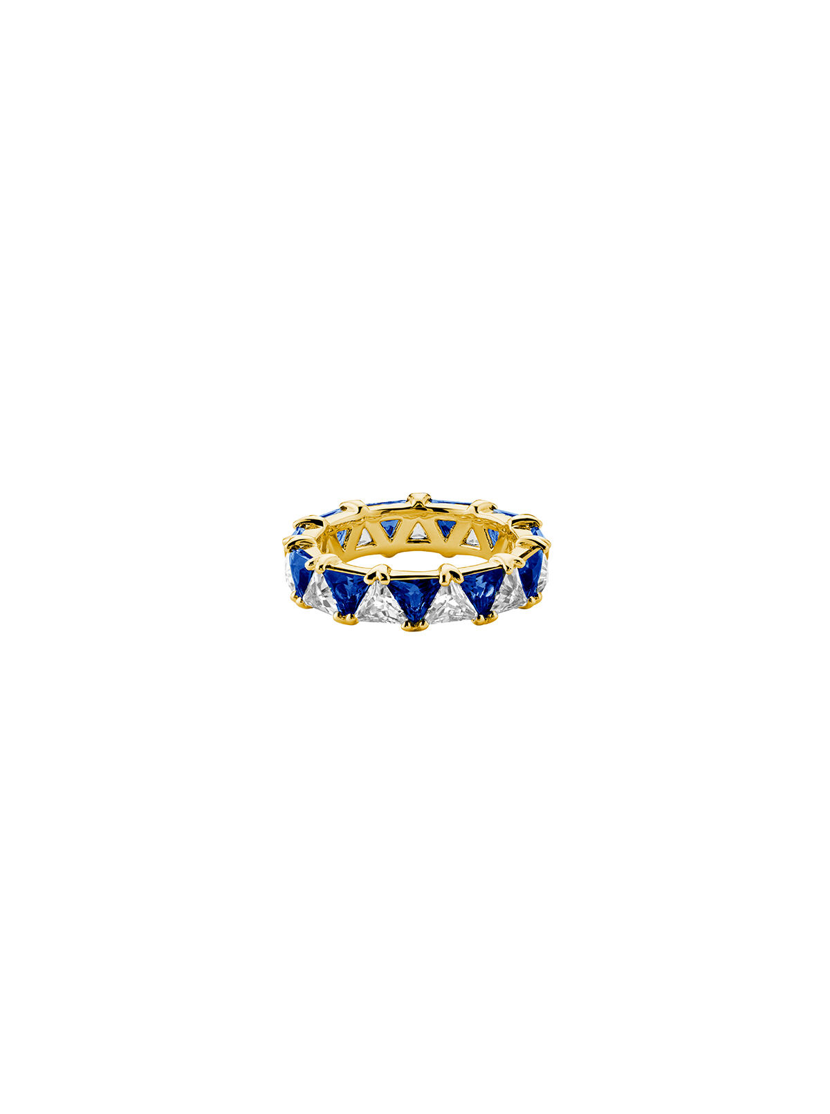 THEODORA DOUBLE TRILLION, LAB BLUE AND WHITE SAPPHIRE RING, GOLD