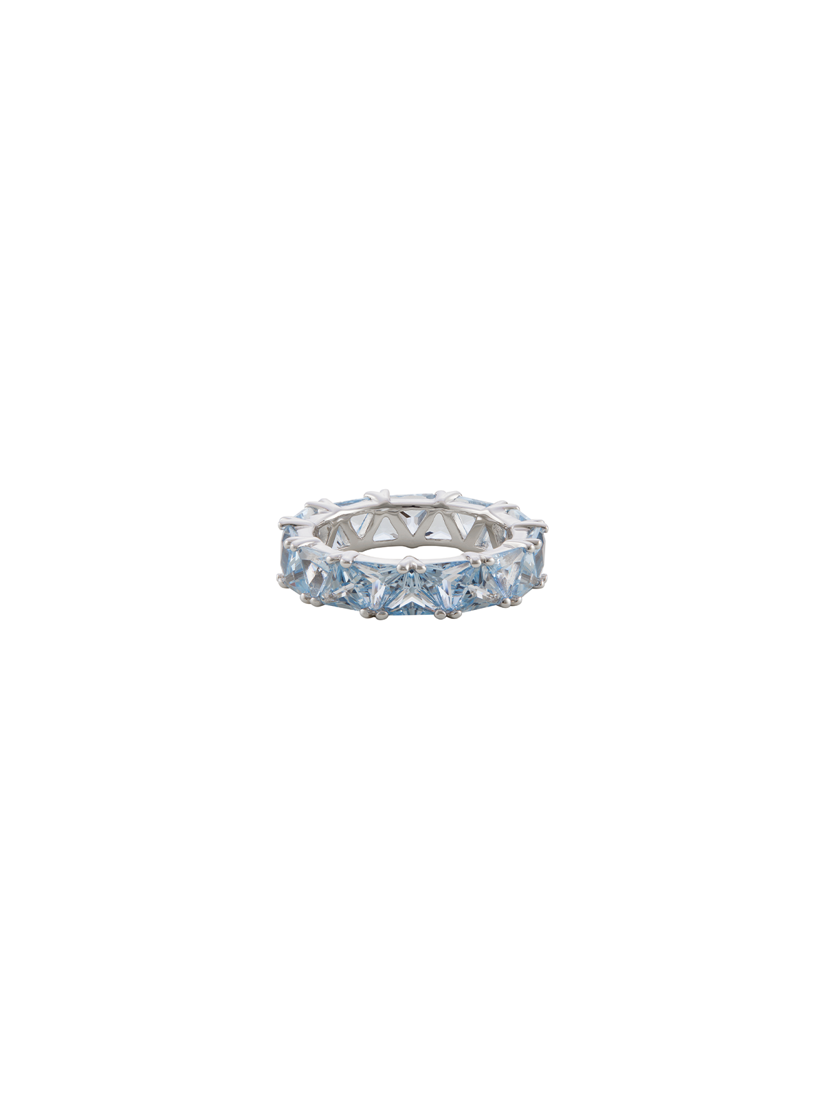 THEODORA DOUBLE TRILLION, LAB AQUA SPINEL RING, SILVER