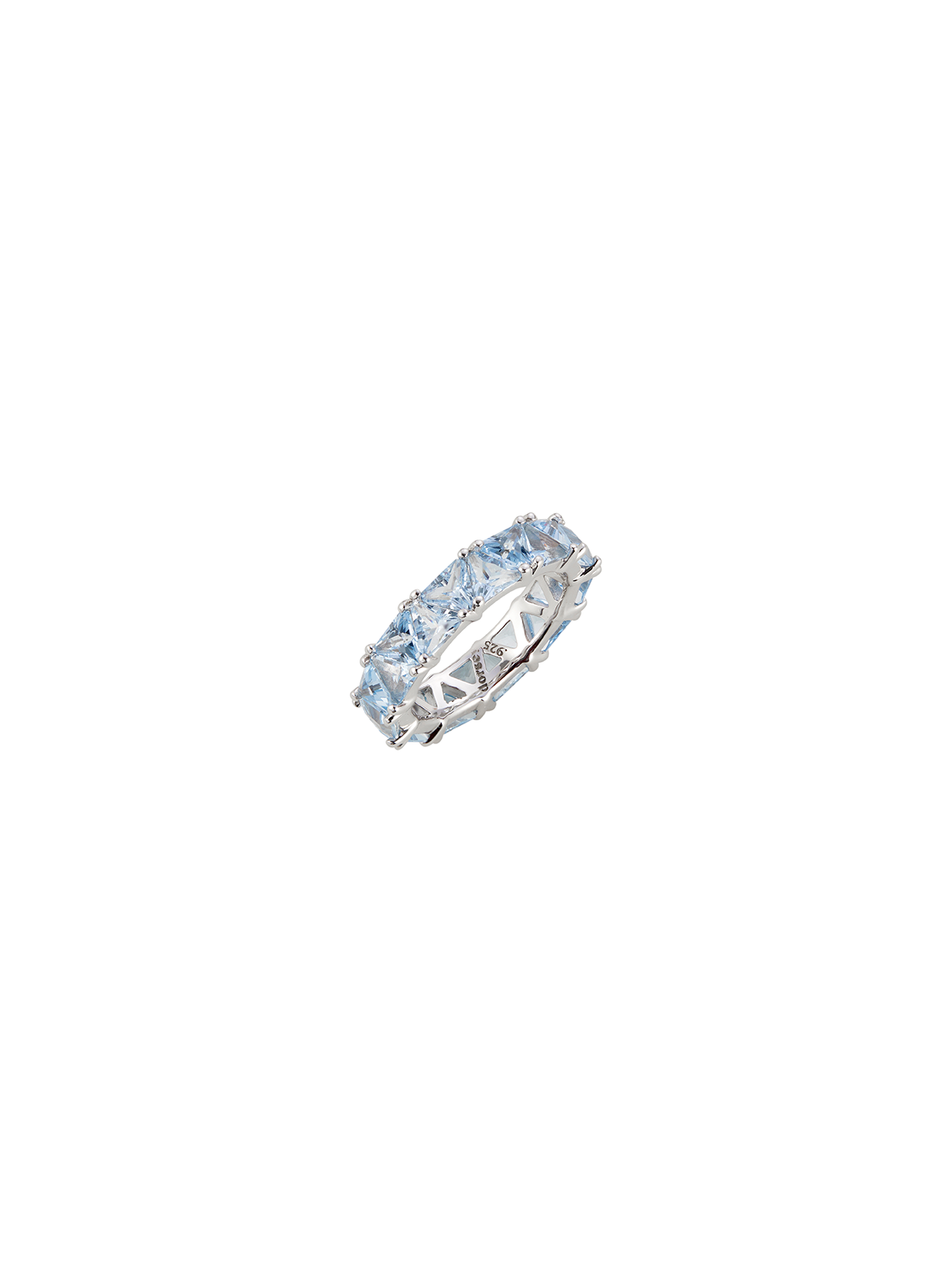 THEODORA DOUBLE TRILLION, LAB AQUA SPINEL RING, SILVER