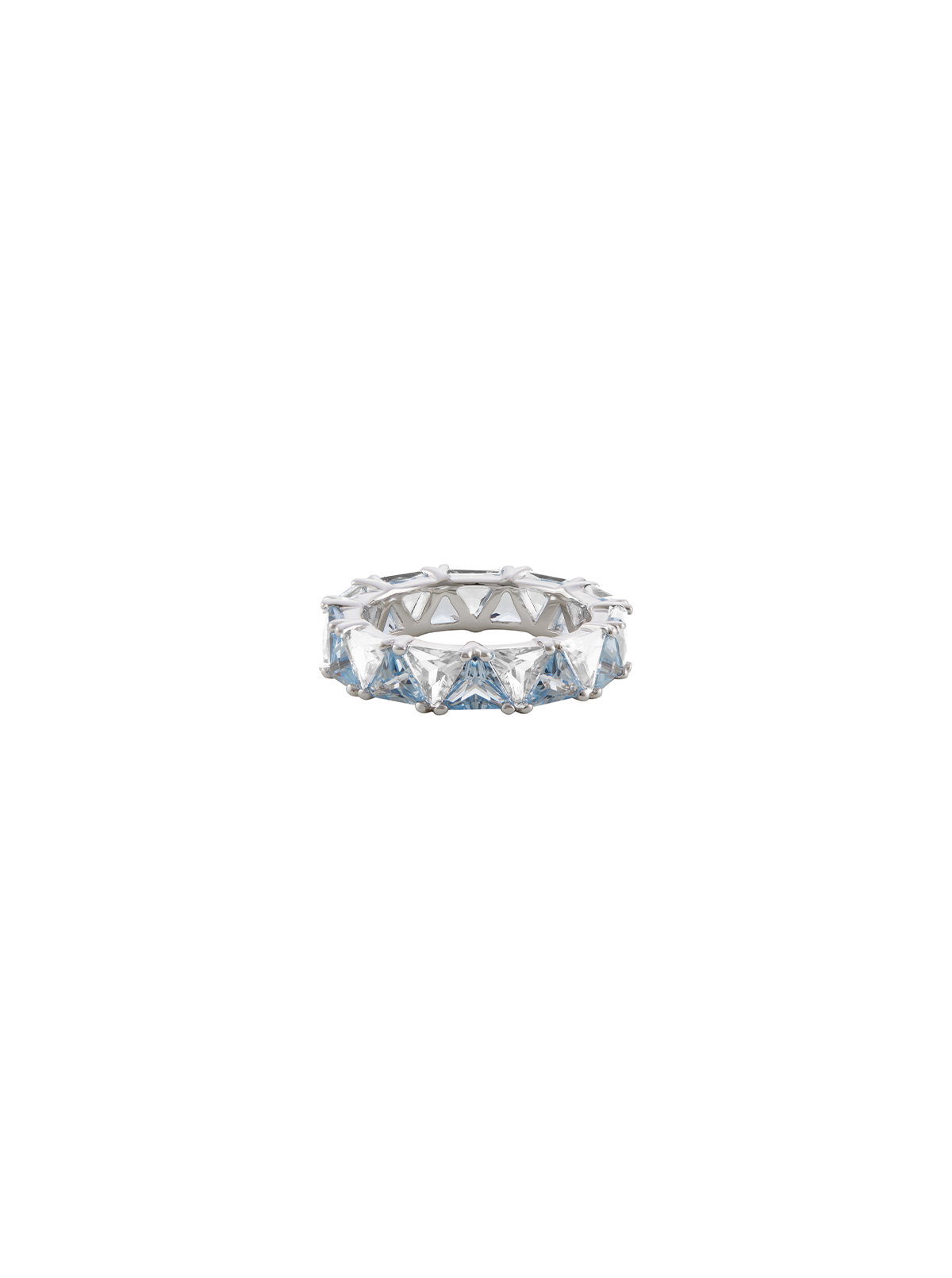 THEODORA DOUBLE TRILLION, LAB AQUA SPINEL AND WHITE SAPPHIRE RING, SILVER