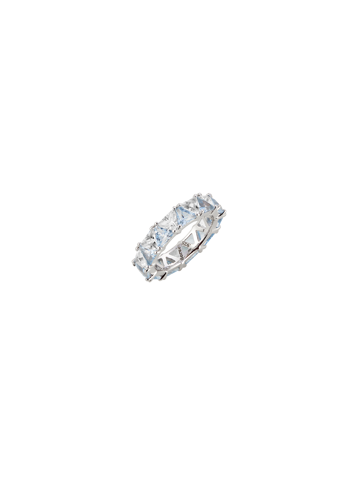 THEODORA DOUBLE TRILLION, LAB AQUA SPINEL AND WHITE SAPPHIRE RING, SILVER