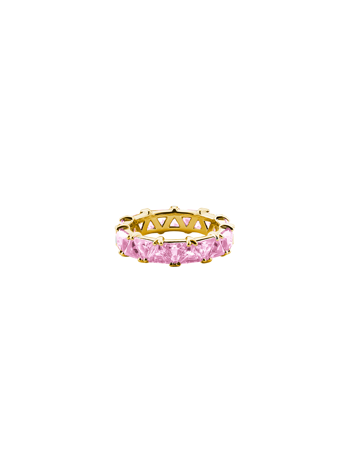 THEODORA DOUBLE TRILLION, LAB PINK SAPPHIRE RING, GOLD