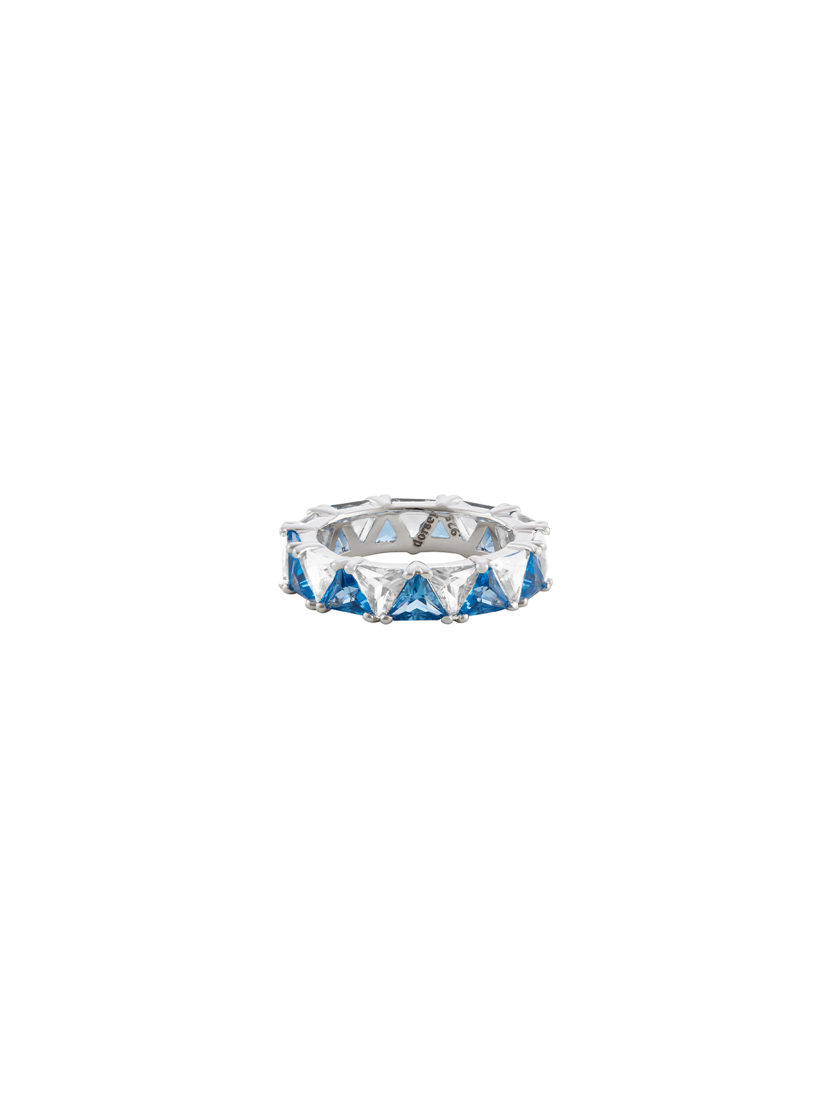 THEODORA DOUBLE TRILLION, LAB BLUE TOPAZ SPINEL AND WHITE SAPPHIRE RING, SILVER