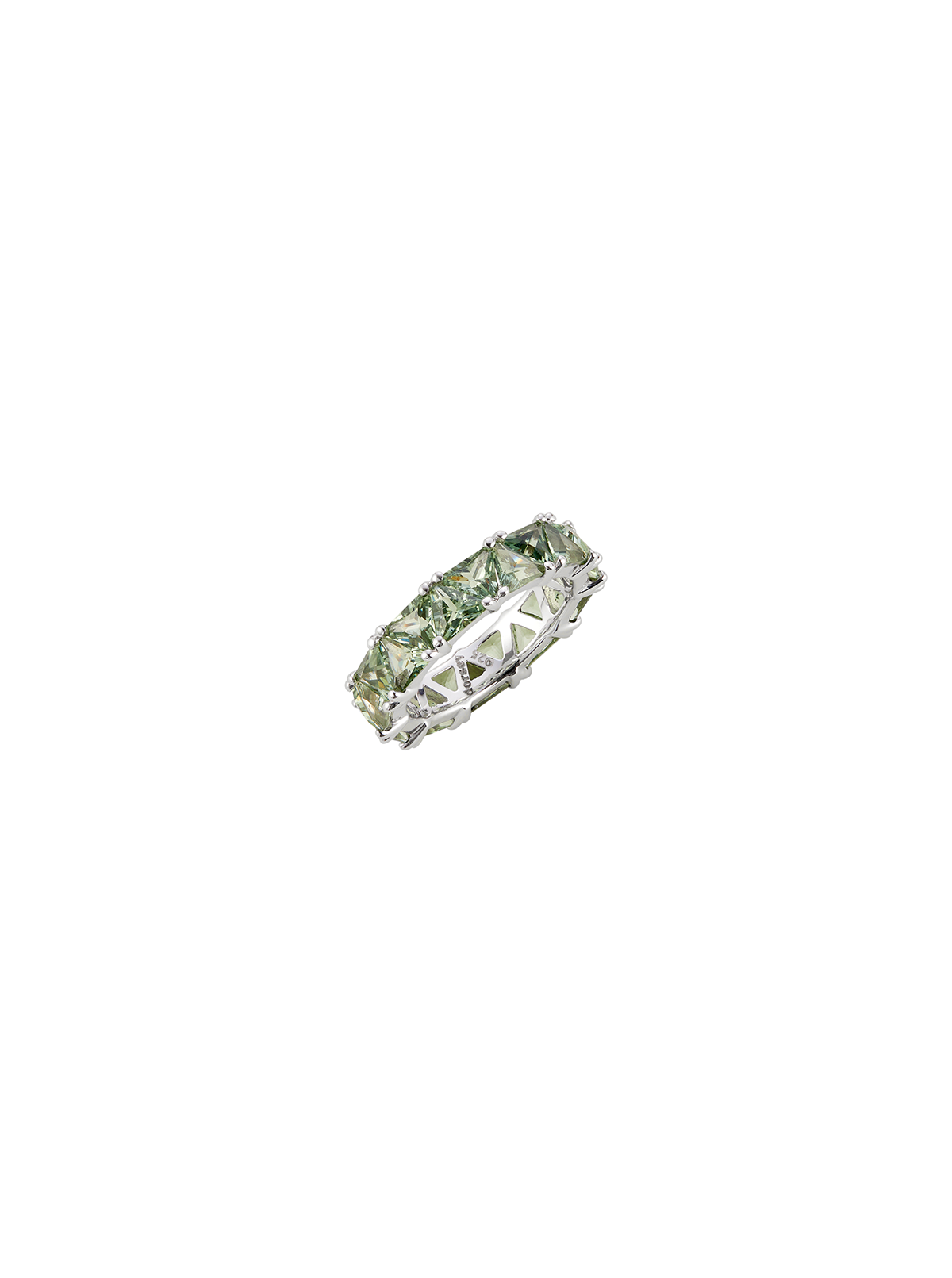 THEODORA DOUBLE TRILLION, LAB LIGHT GREEN SPINEL RING, SILVER