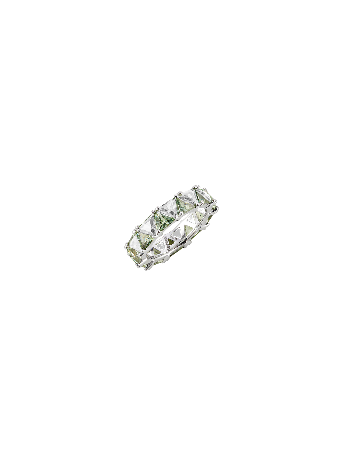 THEODORA DOUBLE TRILLION, LAB LIGHT GREEN SPINEL AND WHITE SAPPHIRE, SILVER RING