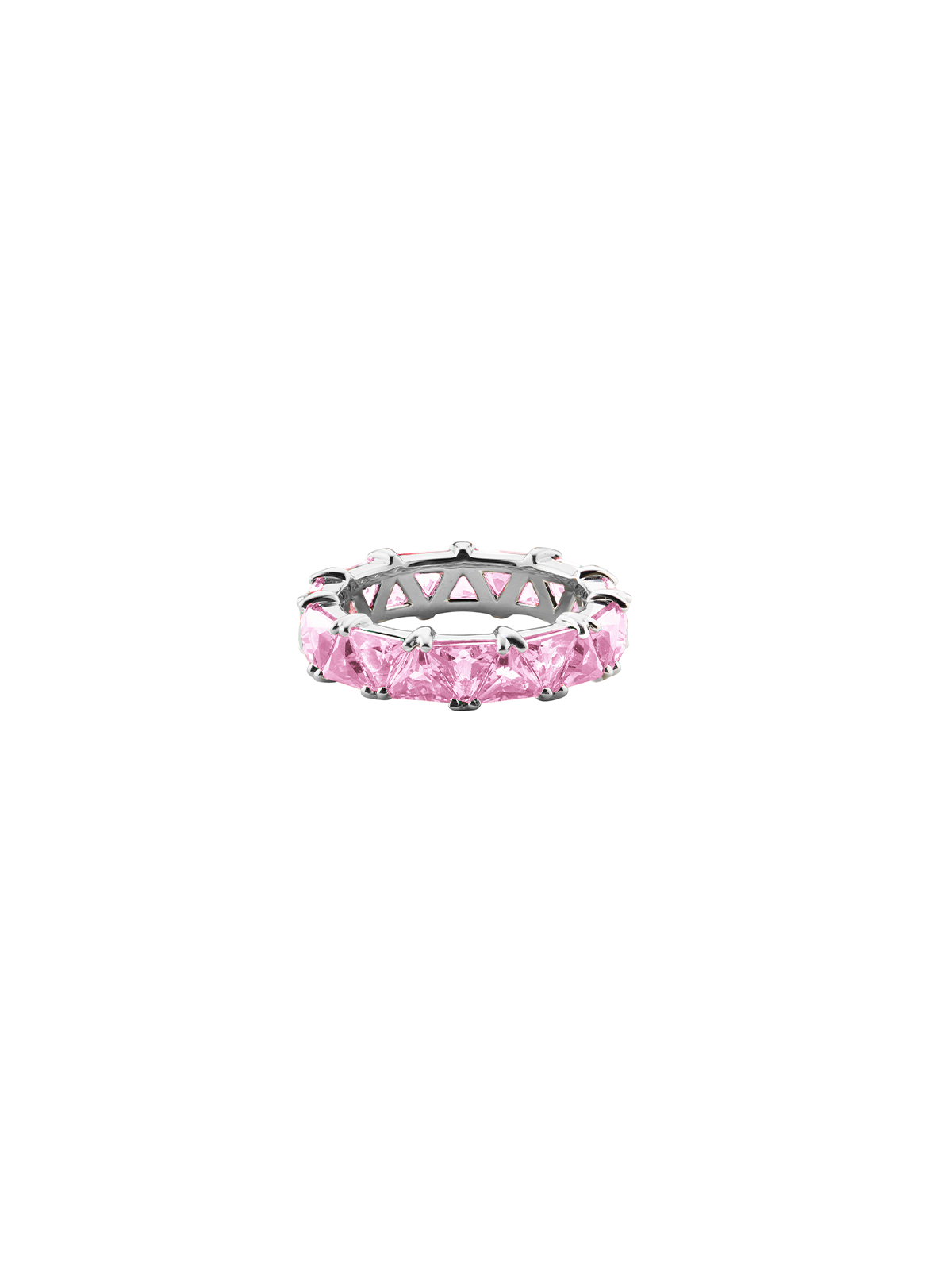 THEODORA DOUBLE TRILLION, LAB PINK SAPPHIRE RING, SILVER