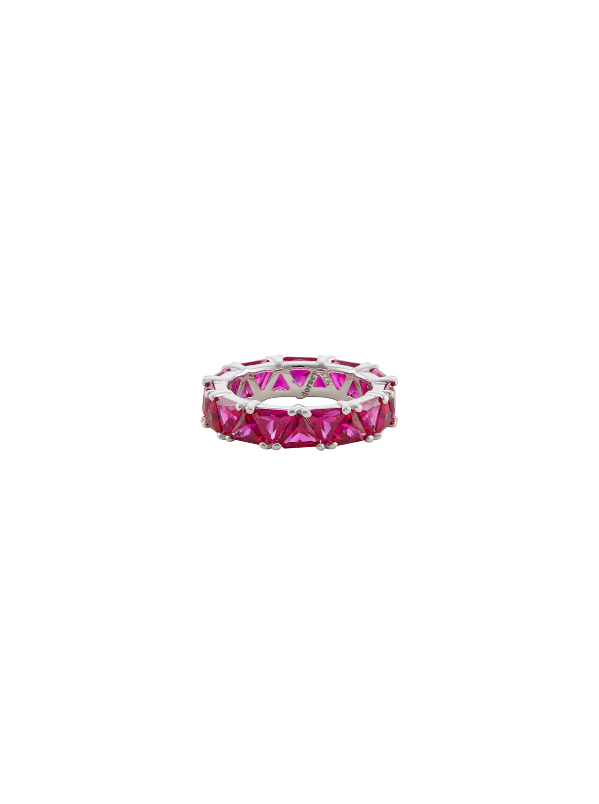 THEODORA DOUBLE TRILLION, LAB RED SAPPHIRE RING, SILVER