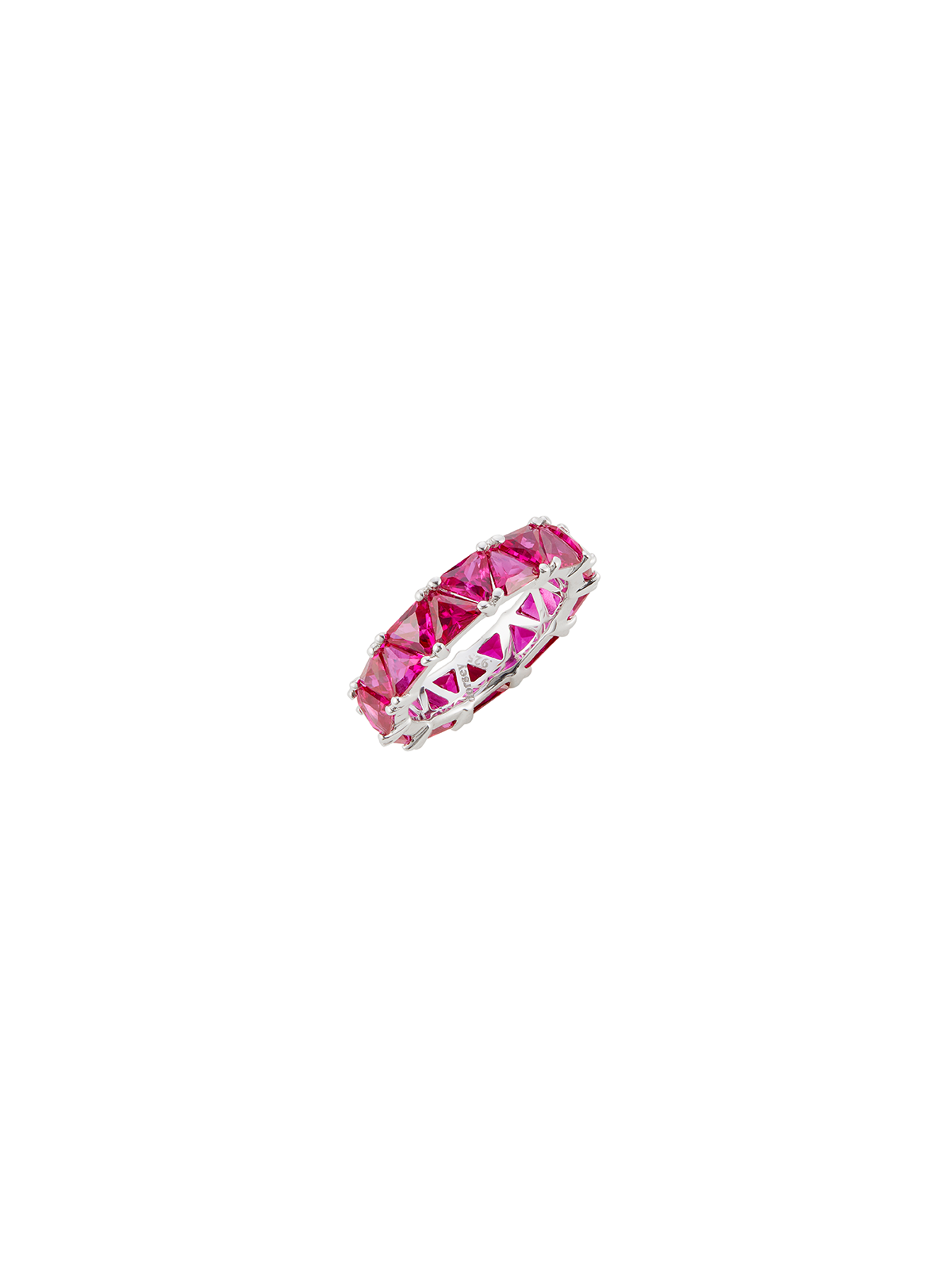 THEODORA DOUBLE TRILLION, LAB RED SAPPHIRE RING, SILVER