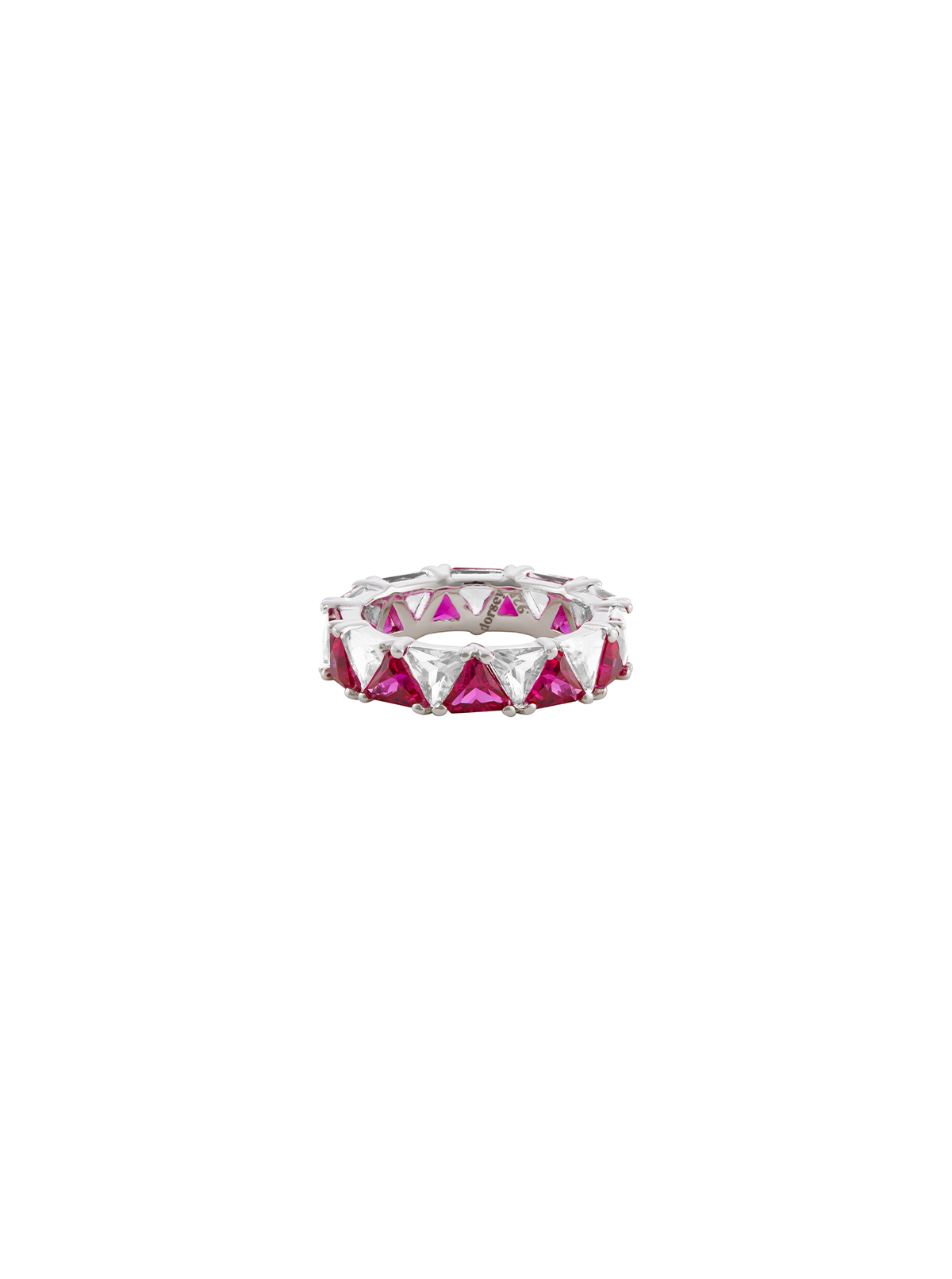 THEODORA DOUBLE TRILLION, LAB WHITE AND RED SAPPHIRE RING, SILVER