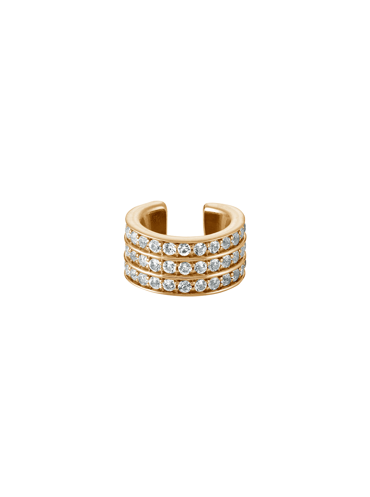 TRIPLE ROW LAB WHITE SAPPHIRE EAR CUFF, GOLD